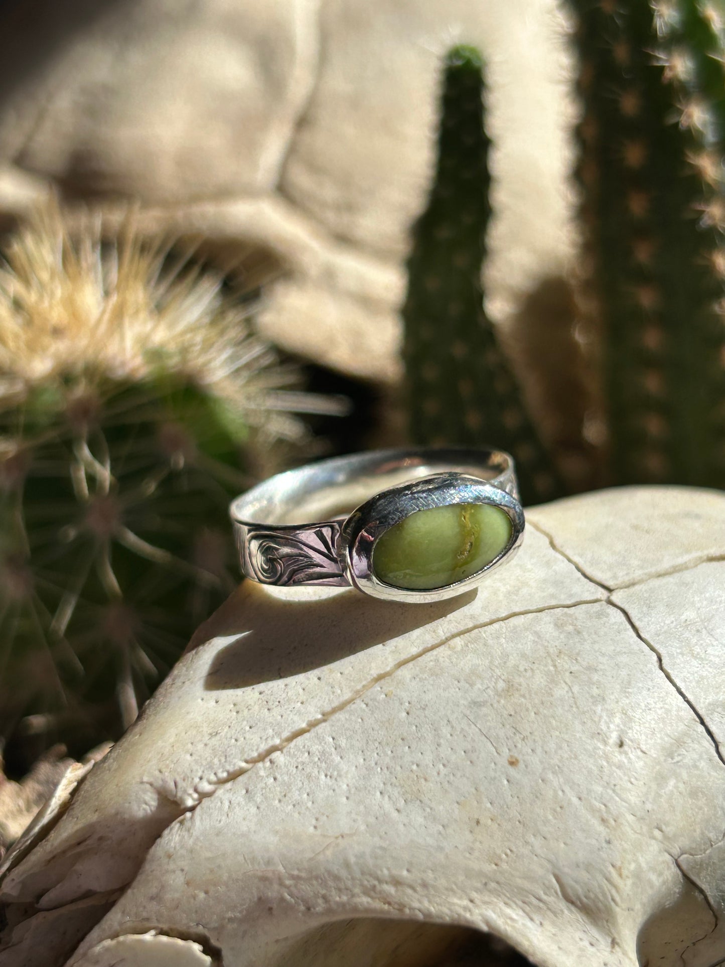 Palomino Turquoise with Engraved Band Size 5