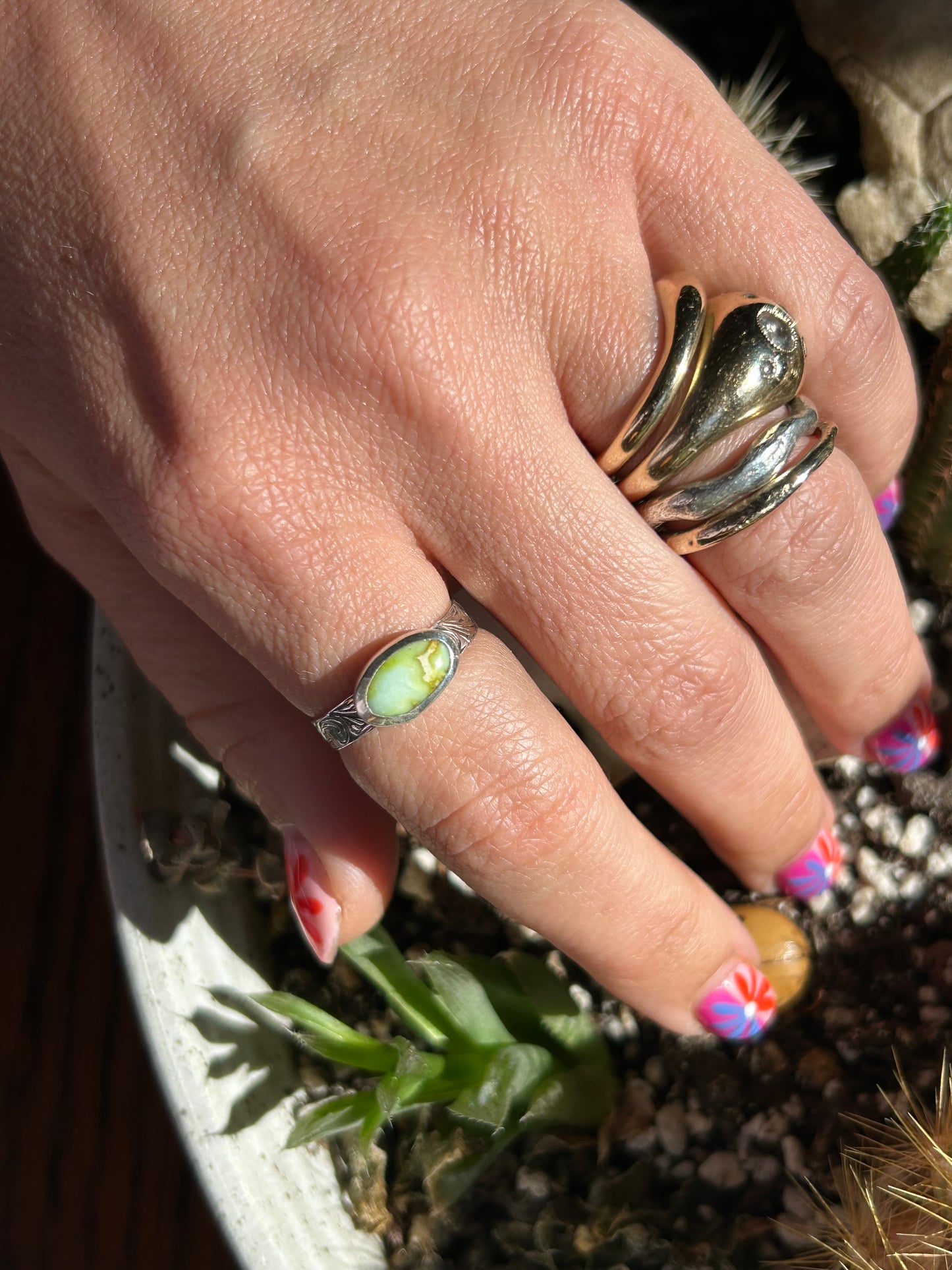 Palomino Turquoise Size 6.5 Engraved Band Ring