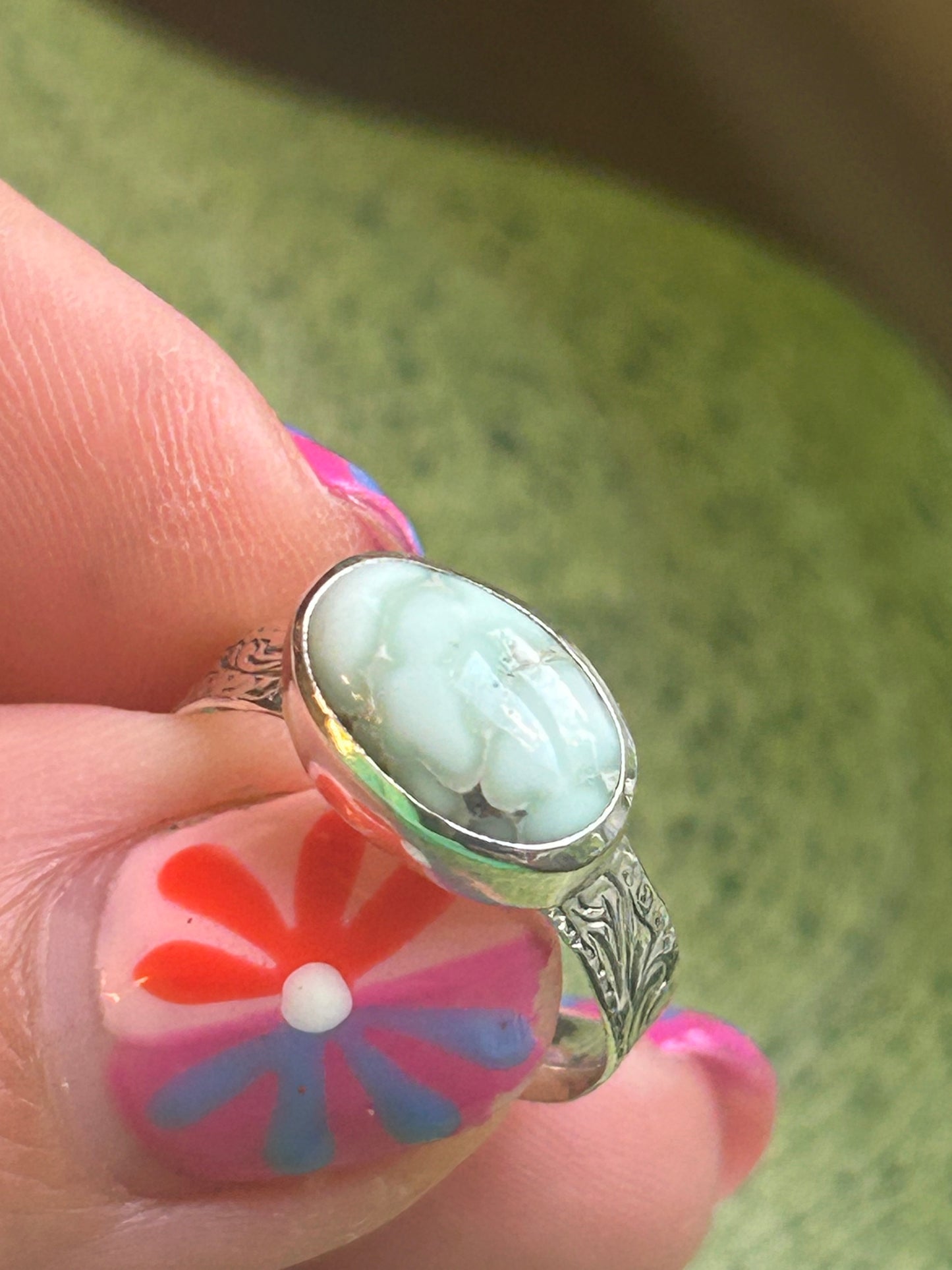 Paloma Turquoise Size 6.25 Engraved Band Ring