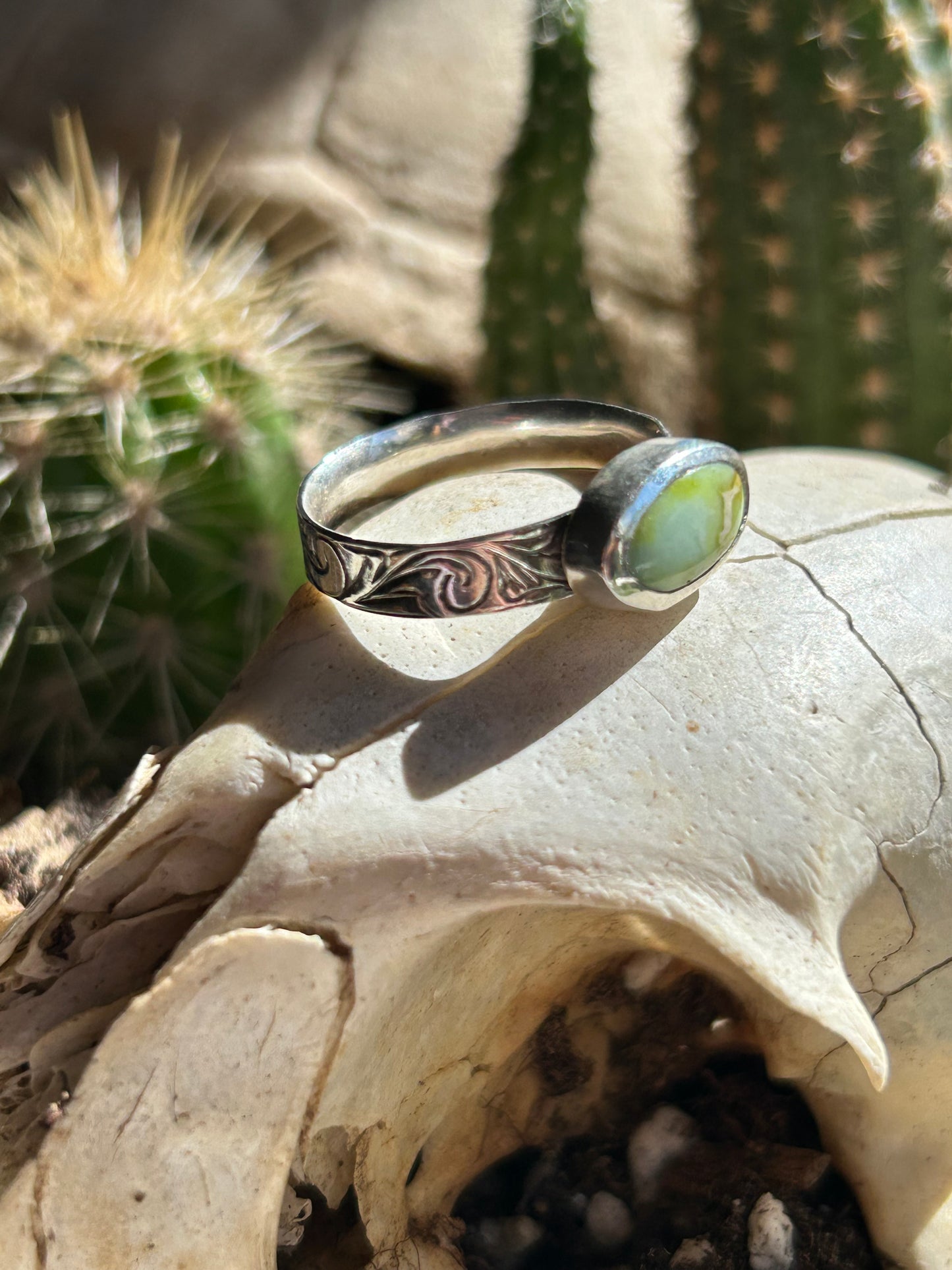 Palomino Turquoise Size 6.5 Engraved Band Ring