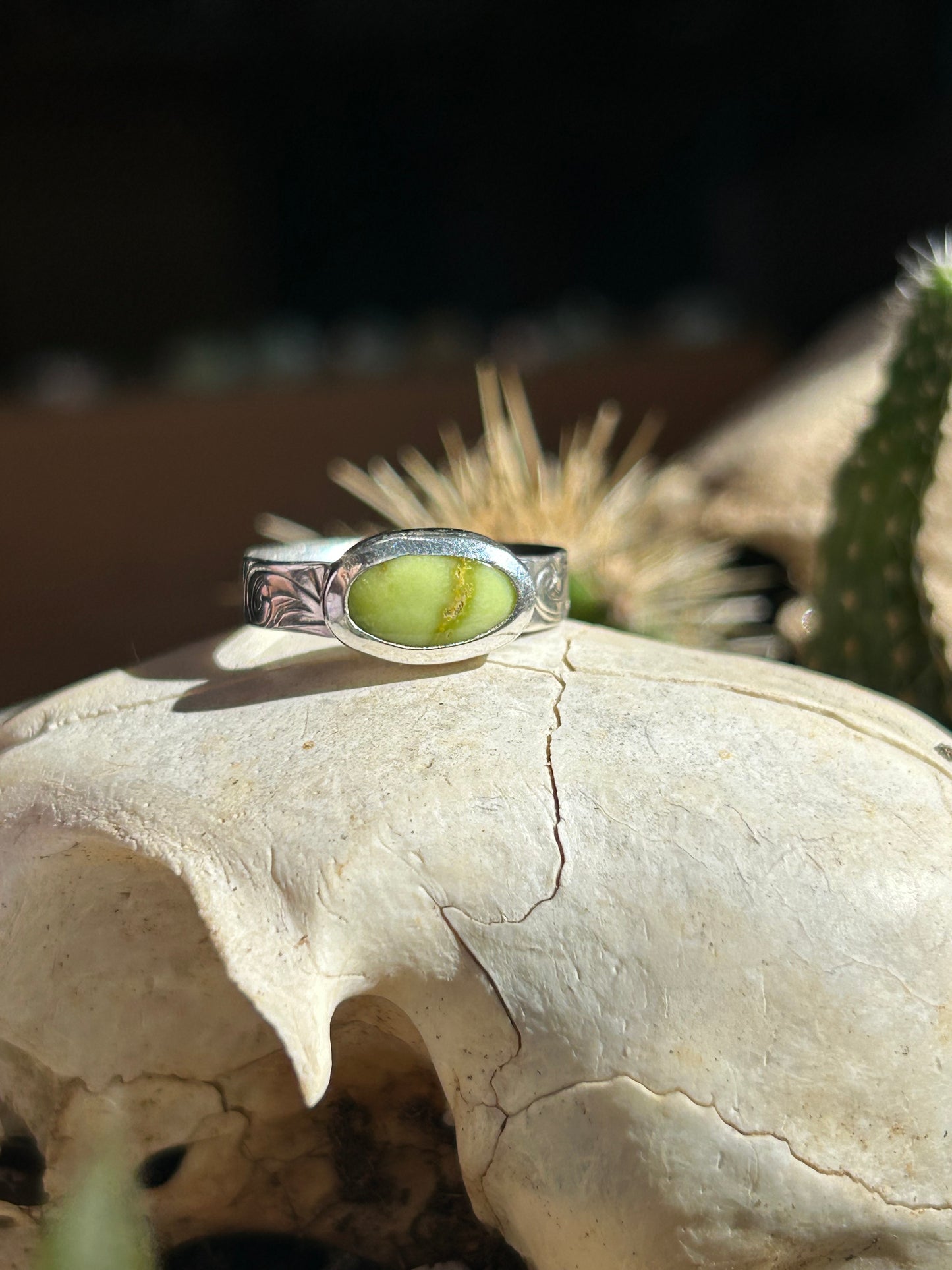 Palomino Turquoise with Engraved Band Size 5