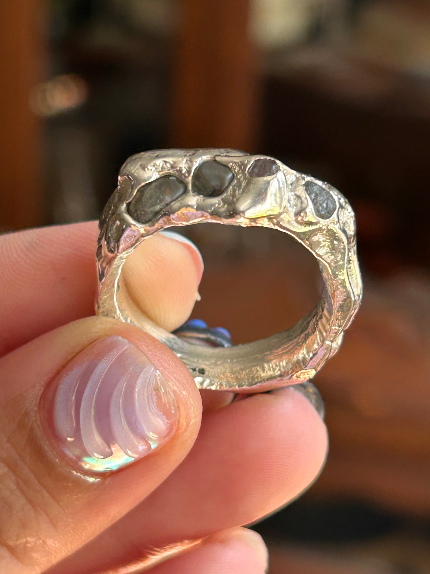 Blazar Collection Sand Cast with Raw Montana Sapphires