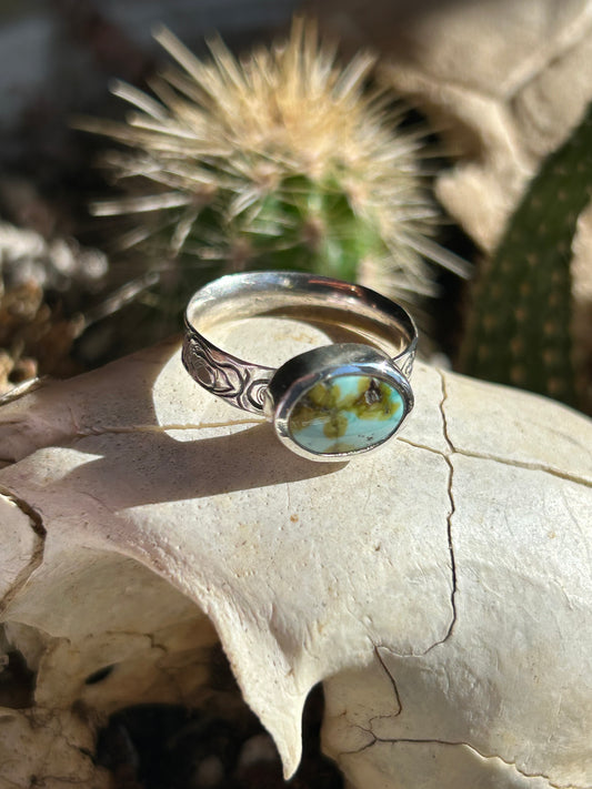 Sonoran Gold Turquoise Size 5 Engraved Band