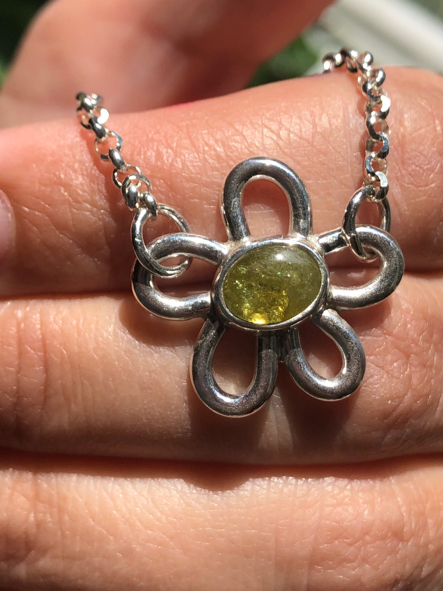 Green Garnet Daisy Anklet