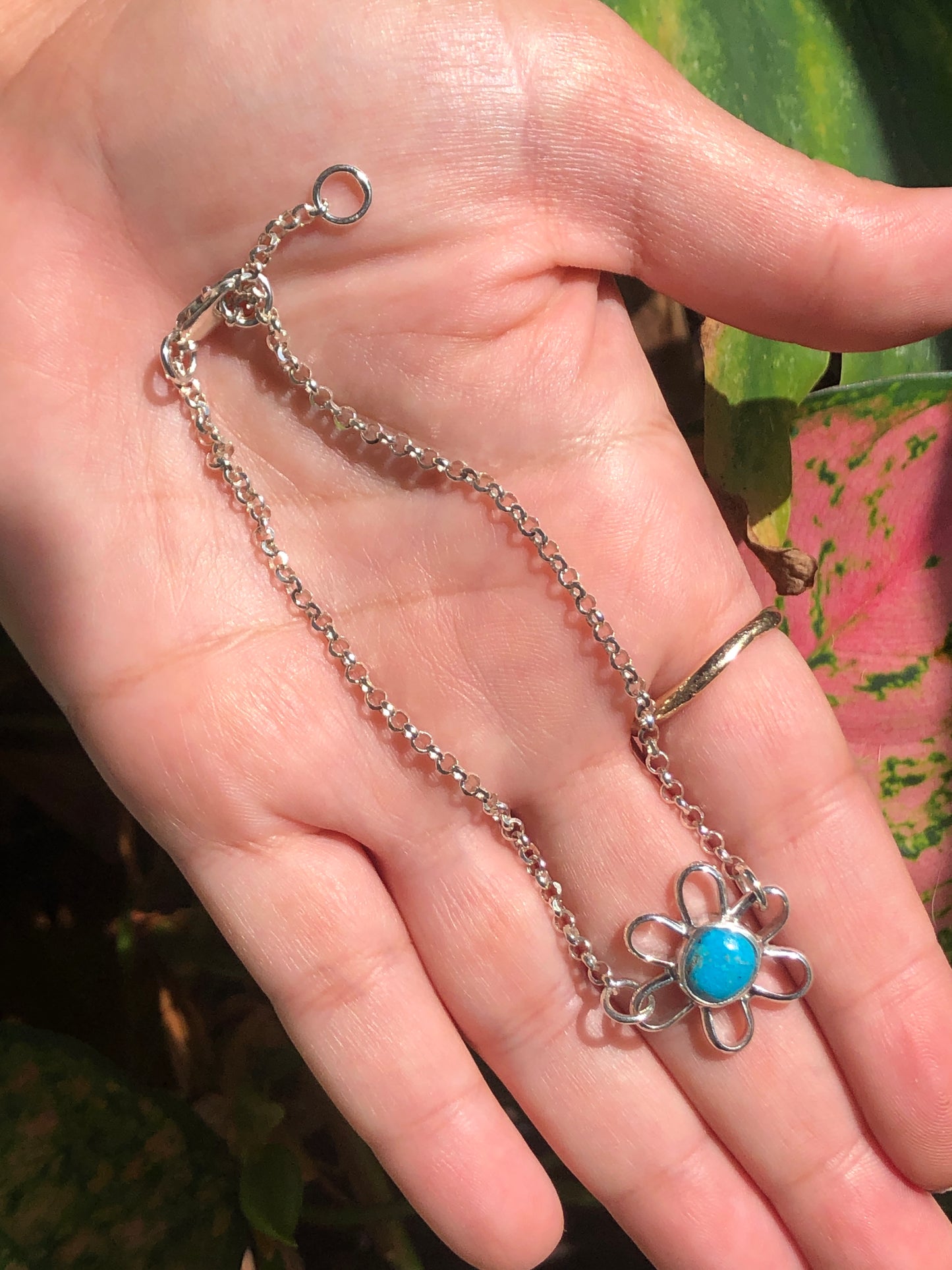 Kingman Turquoise Daisy Anklet