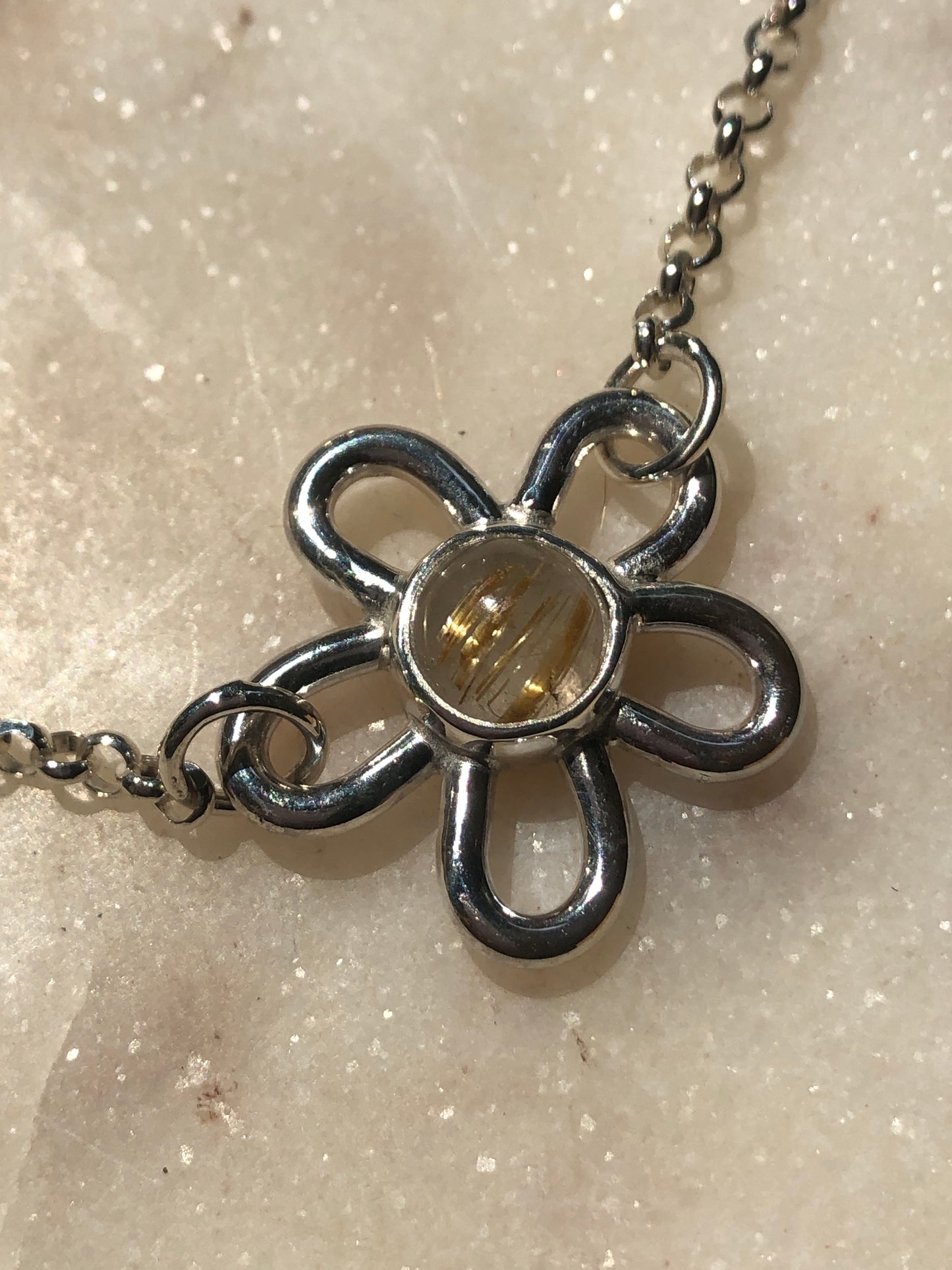 Golden Rutilated Quartz Daisy Anklet