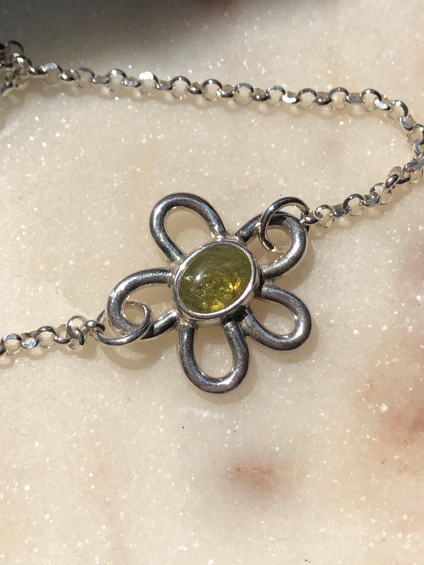 Green Garnet Daisy Anklet