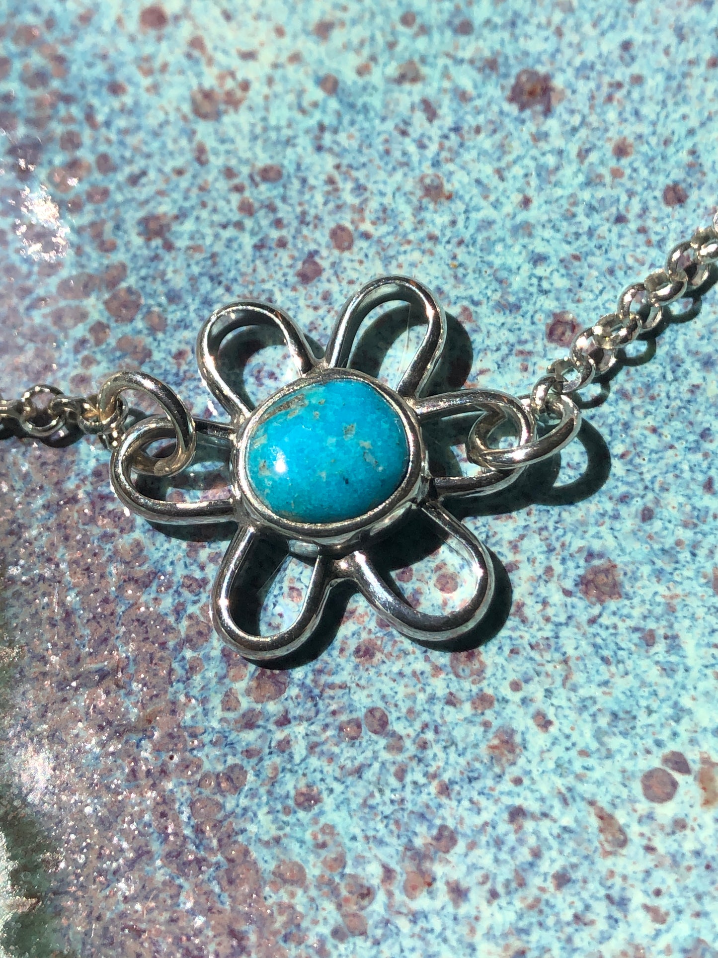 Kingman Turquoise Daisy Anklet