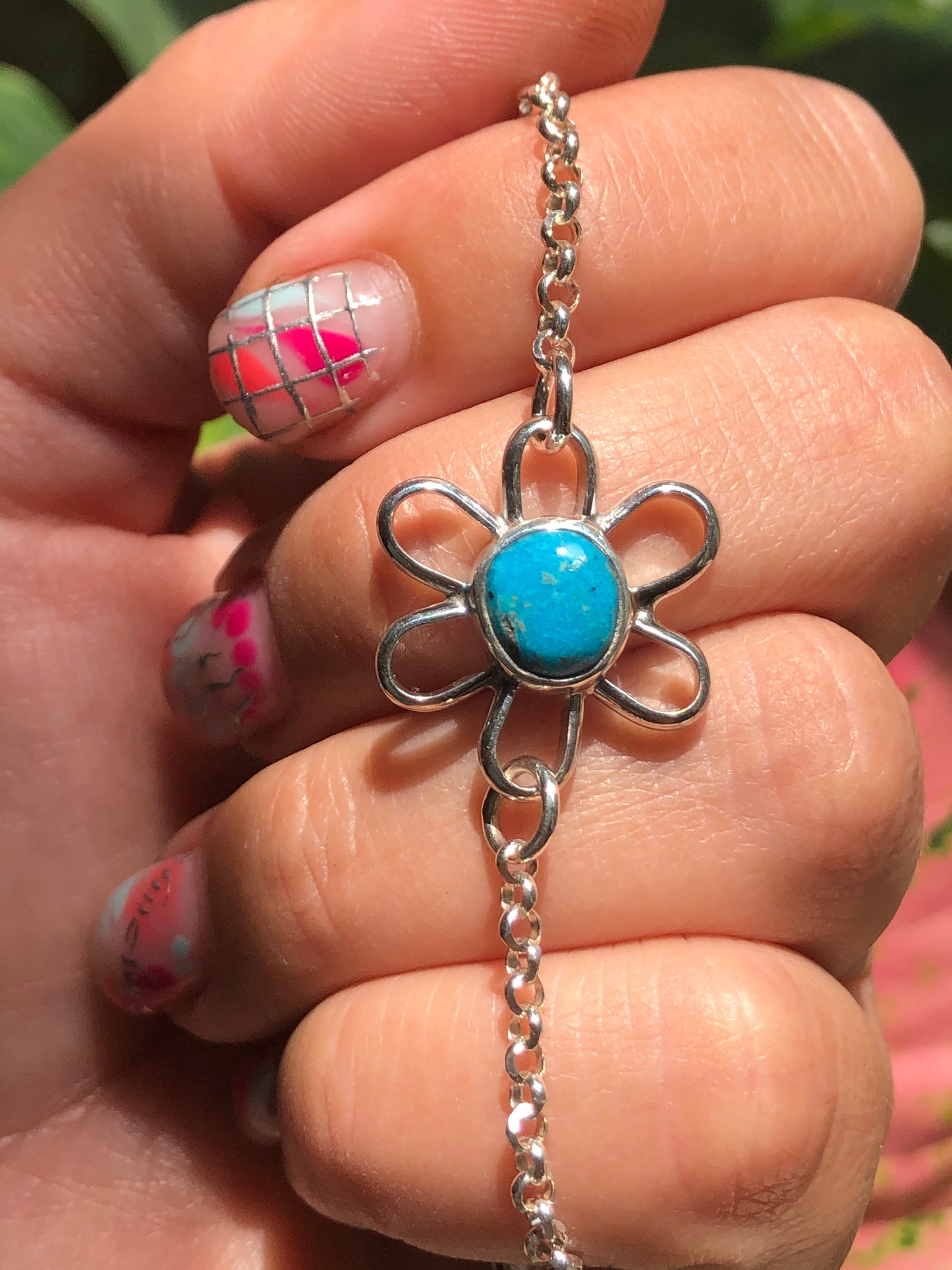 Kingman Turquoise Daisy Anklet