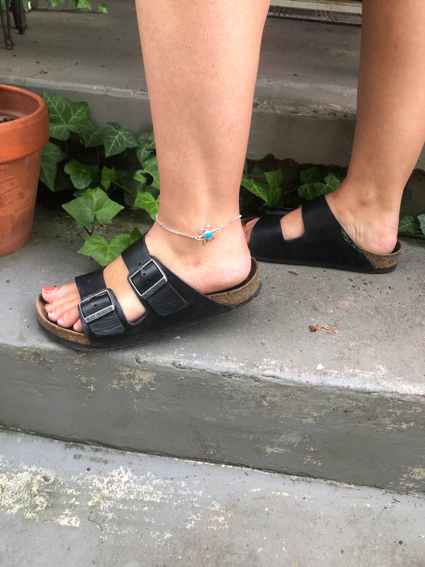 Kingman Turquoise Daisy Anklet