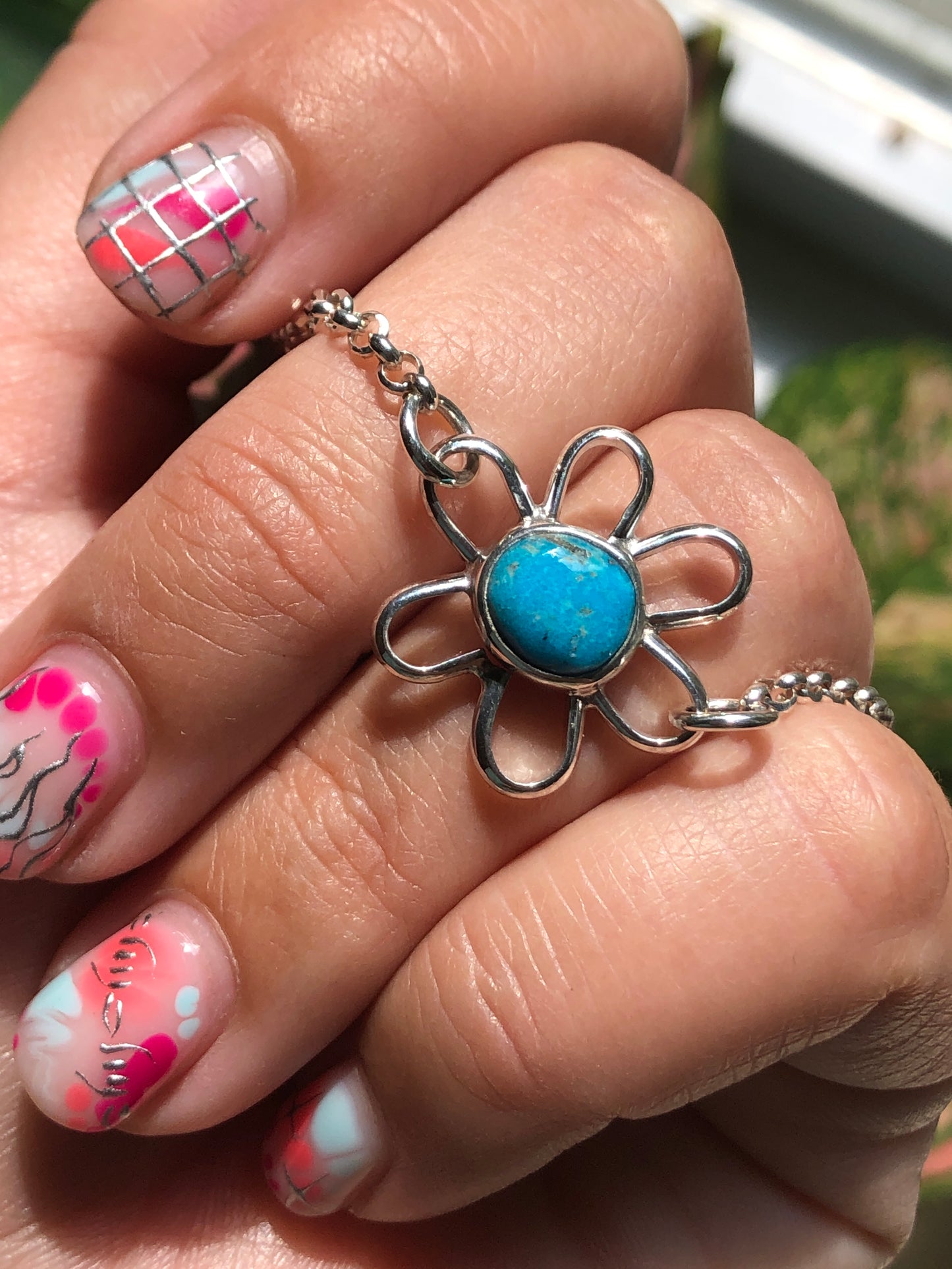 Kingman Turquoise Daisy Anklet