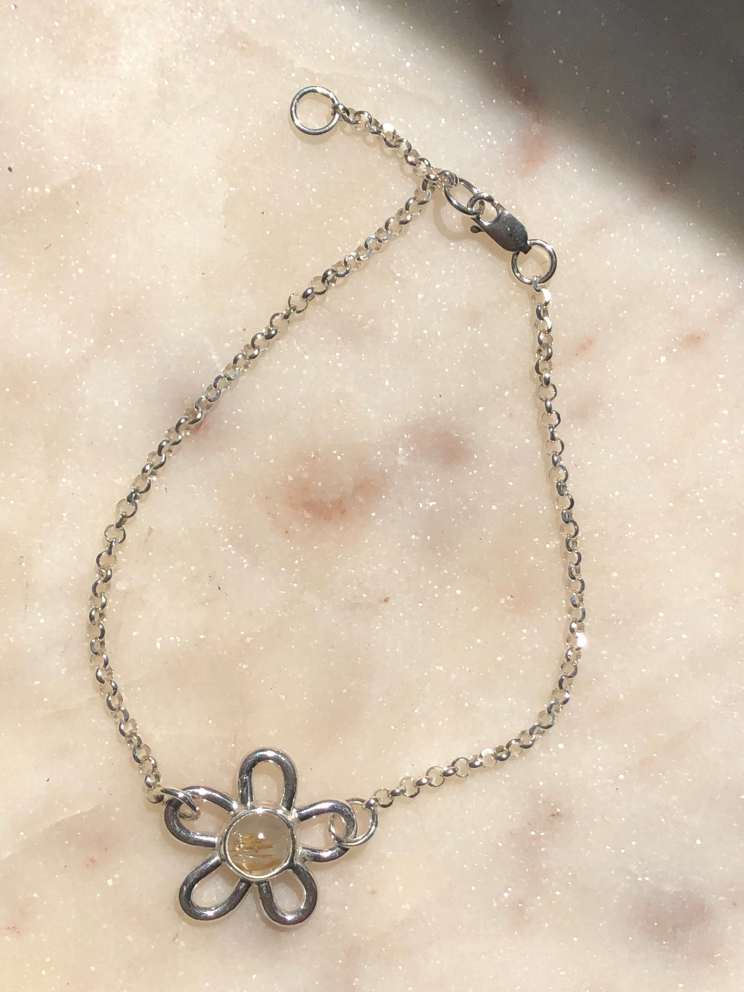 Golden Rutilated Quartz Daisy Anklet