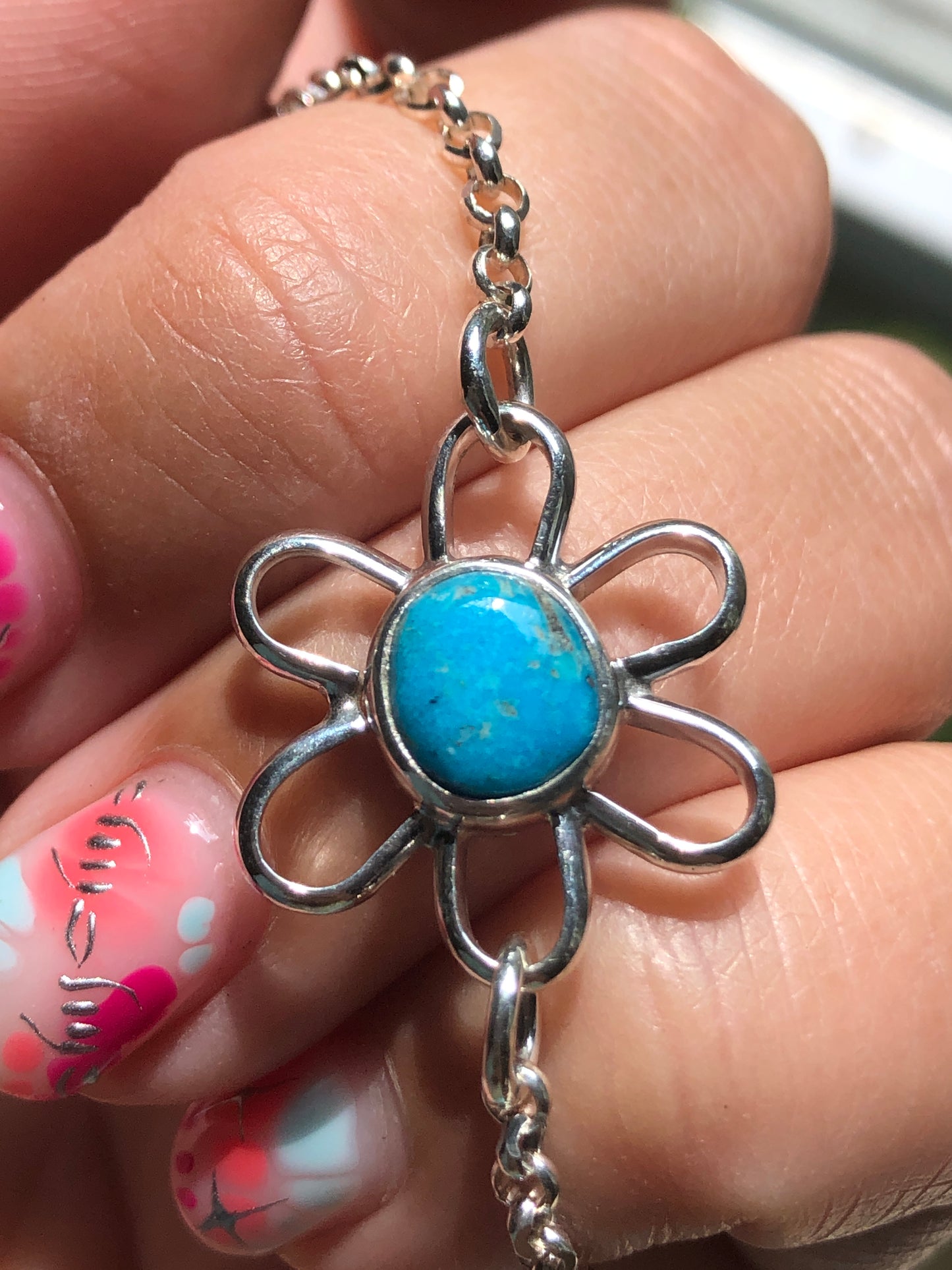 Kingman Turquoise Daisy Anklet