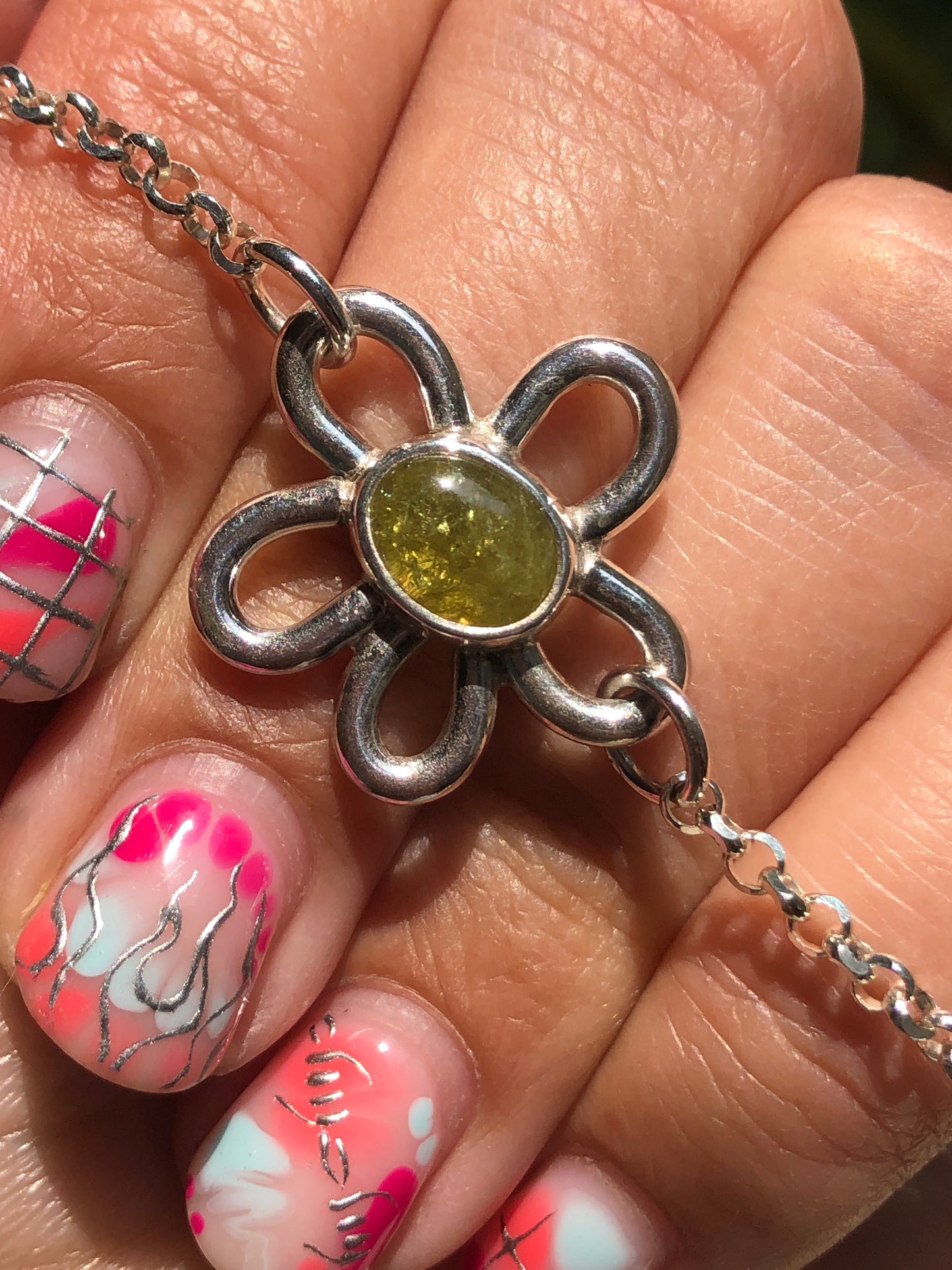 Green Garnet Daisy Anklet