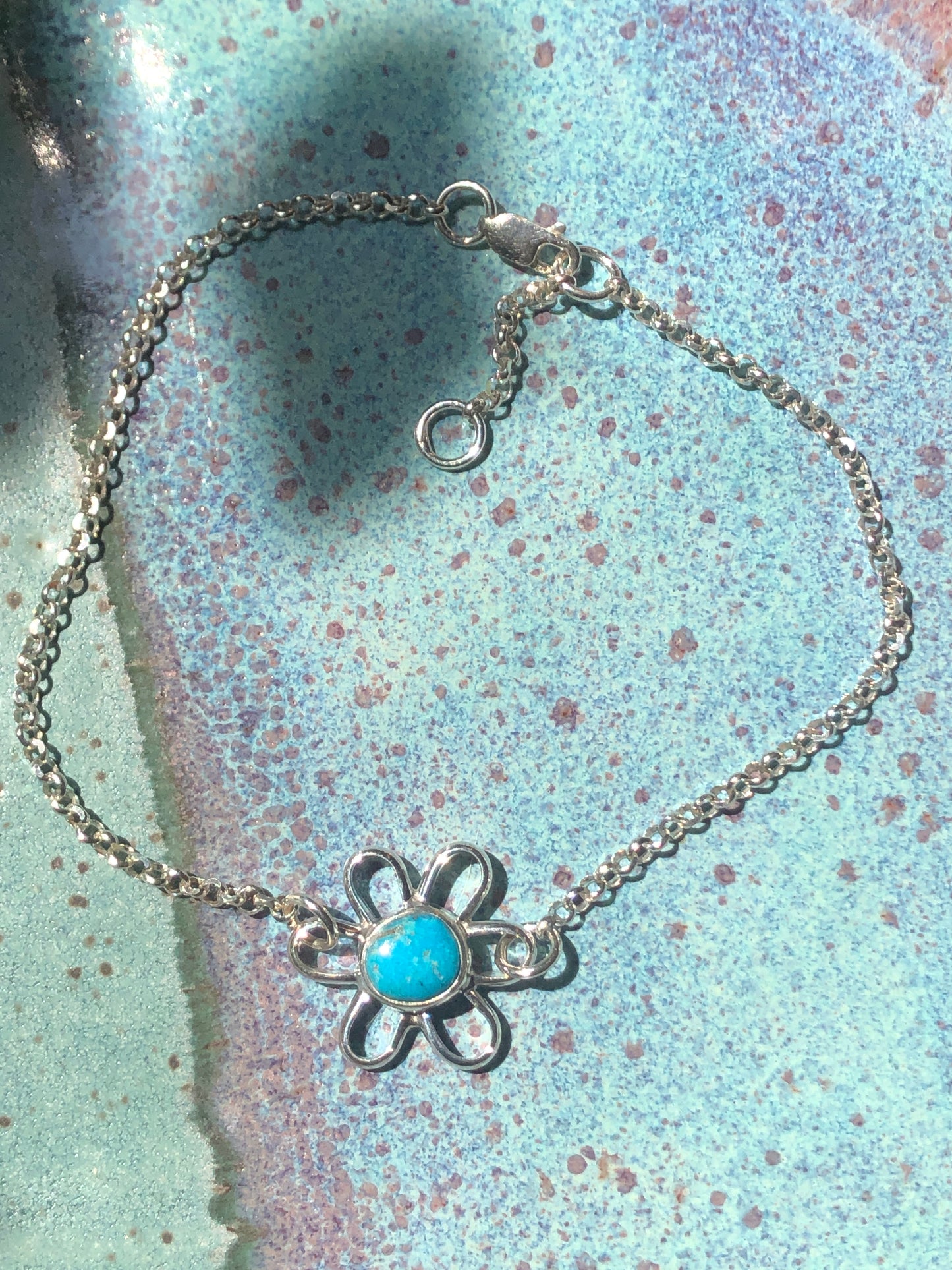 Kingman Turquoise Daisy Anklet