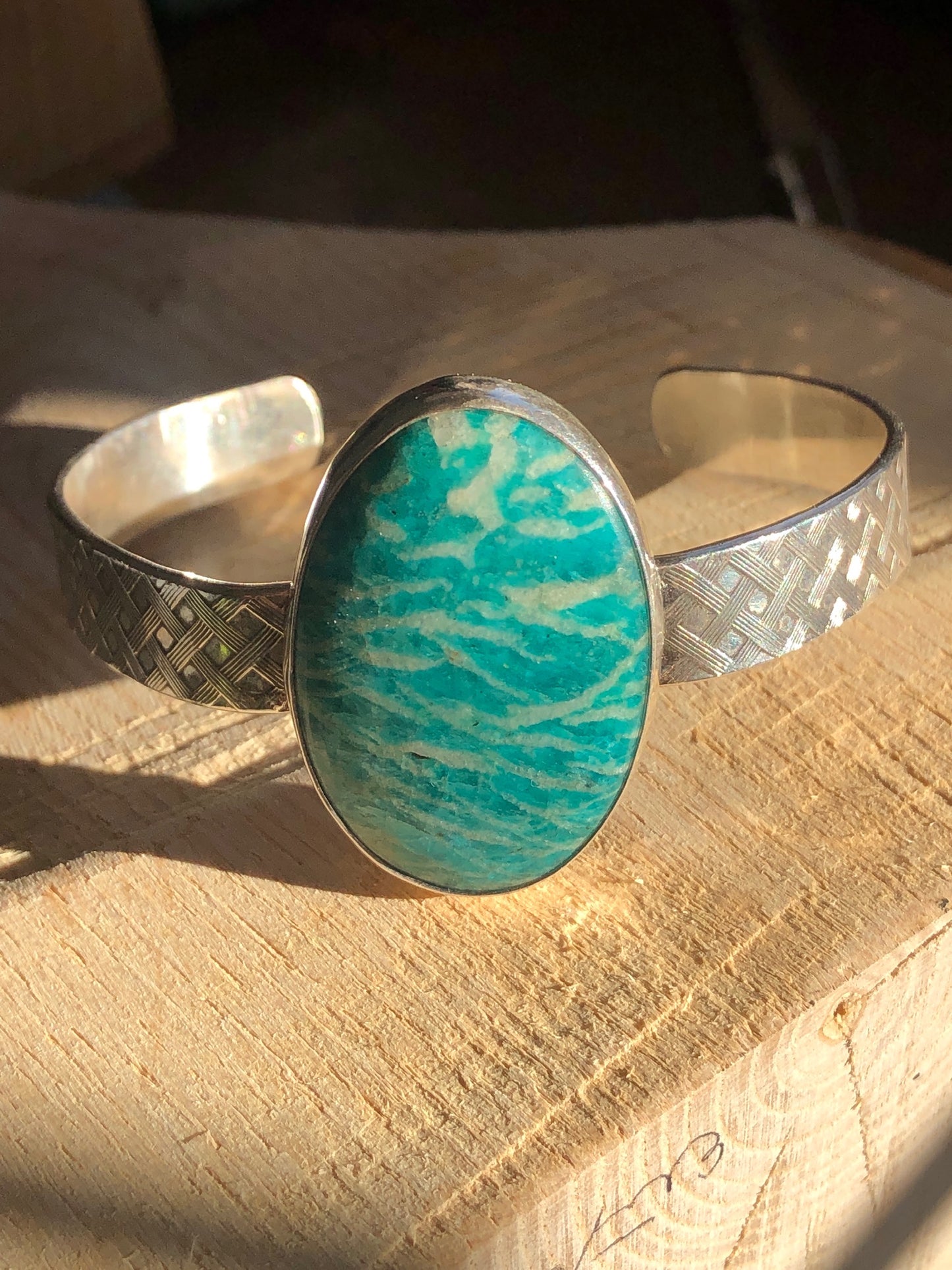 Amazonite with Basket Weave Pattern Cuff