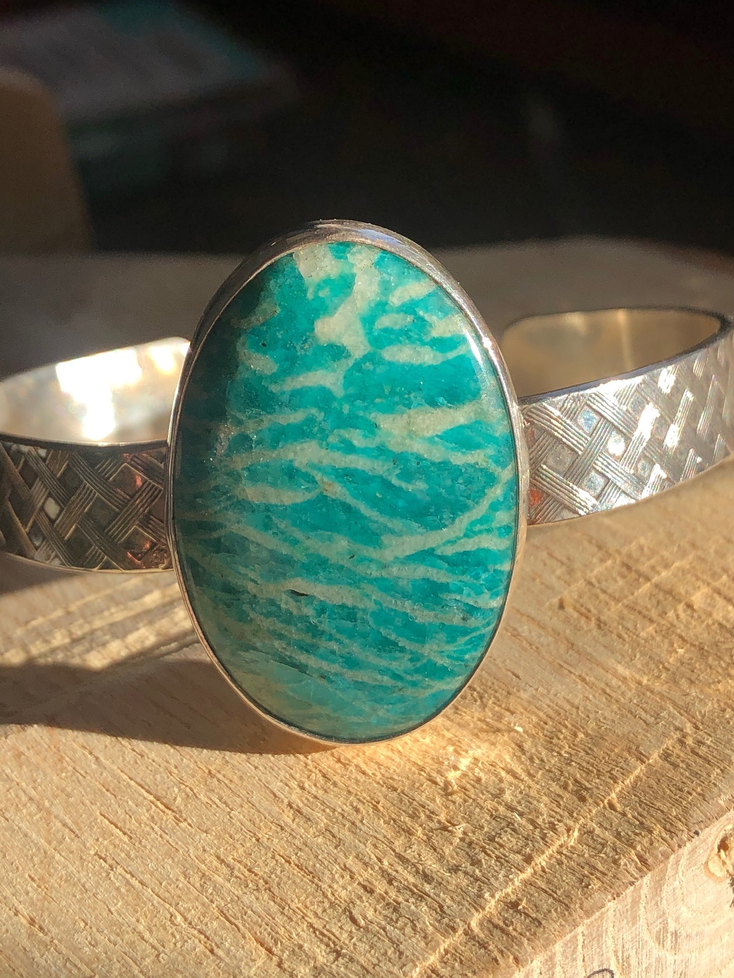 Amazonite with Basket Weave Pattern Cuff