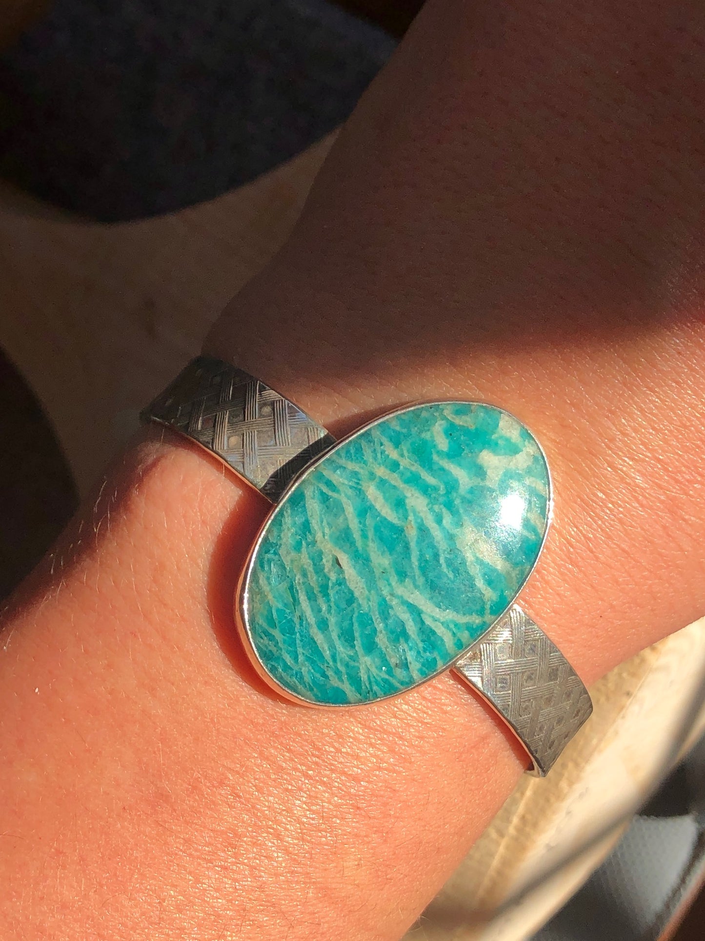 Amazonite with Basket Weave Pattern Cuff
