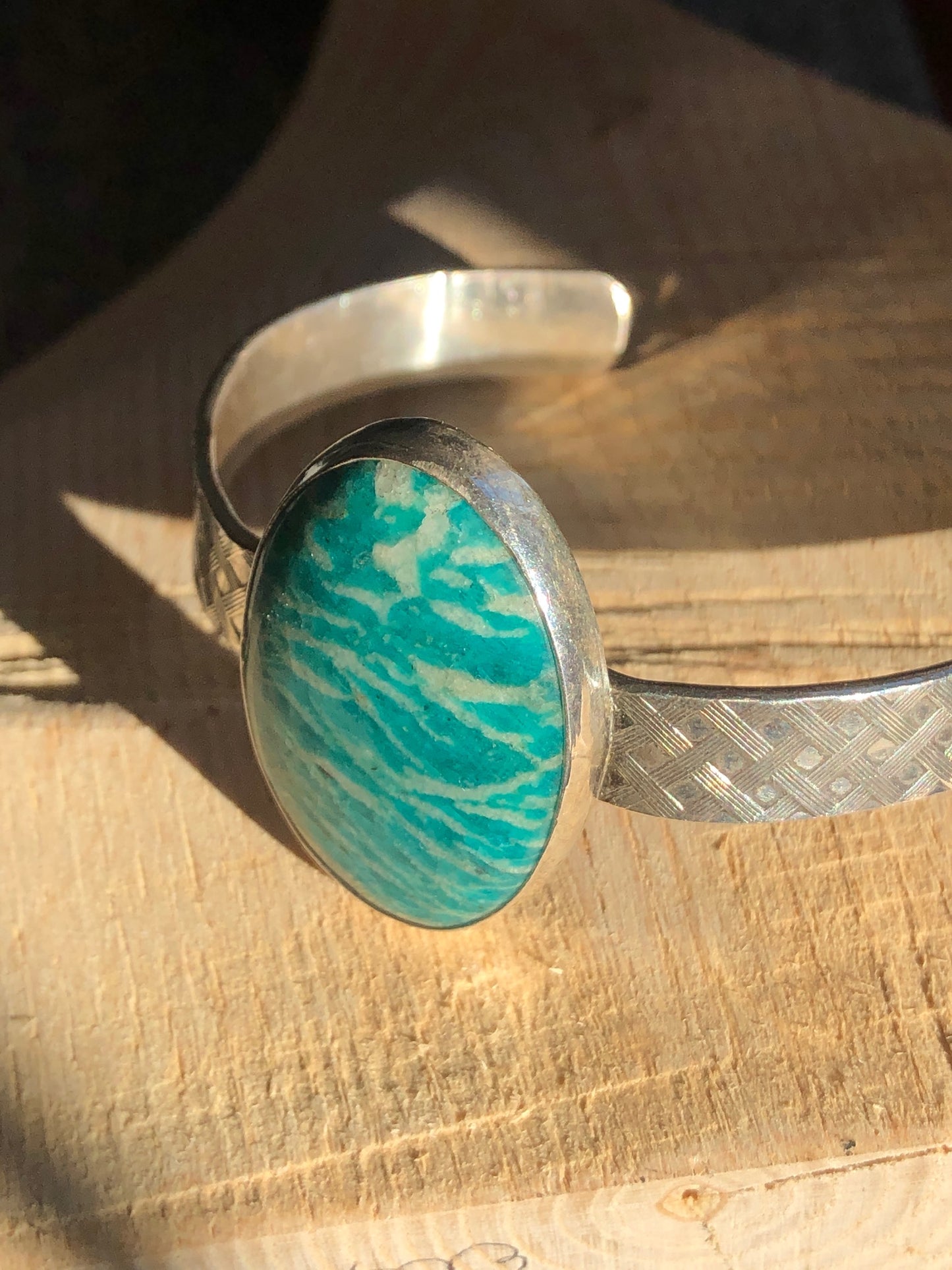 Amazonite with Basket Weave Pattern Cuff