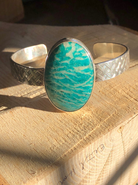 Amazonite with Basket Weave Pattern Cuff