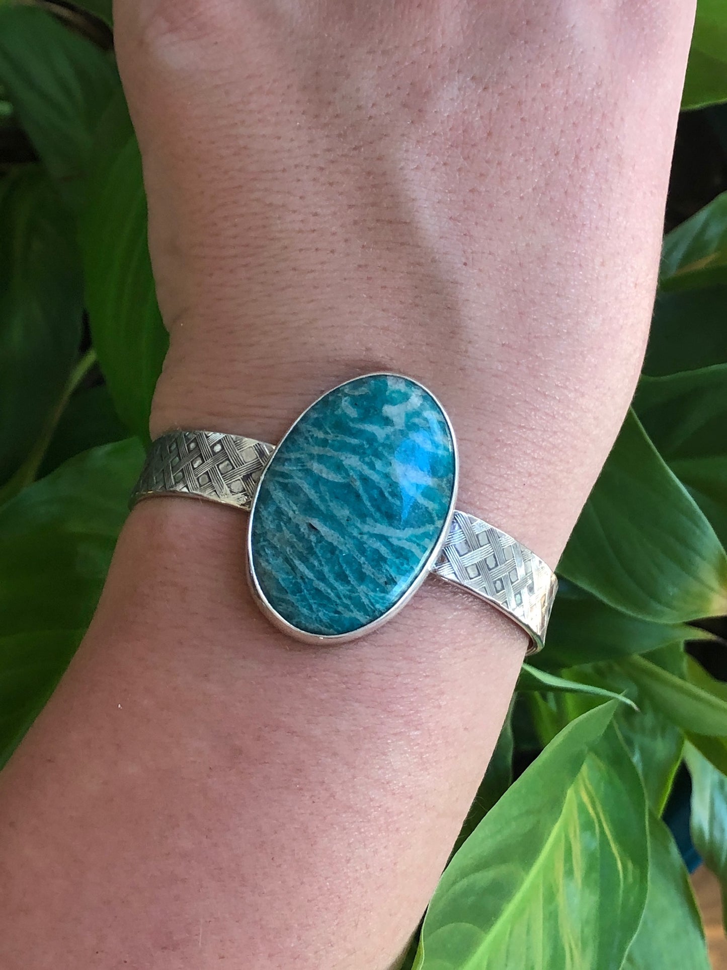 Amazonite with Basket Weave Pattern Cuff