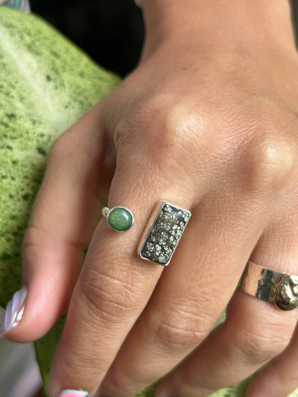 Variscite & Jade Ring size 8.5