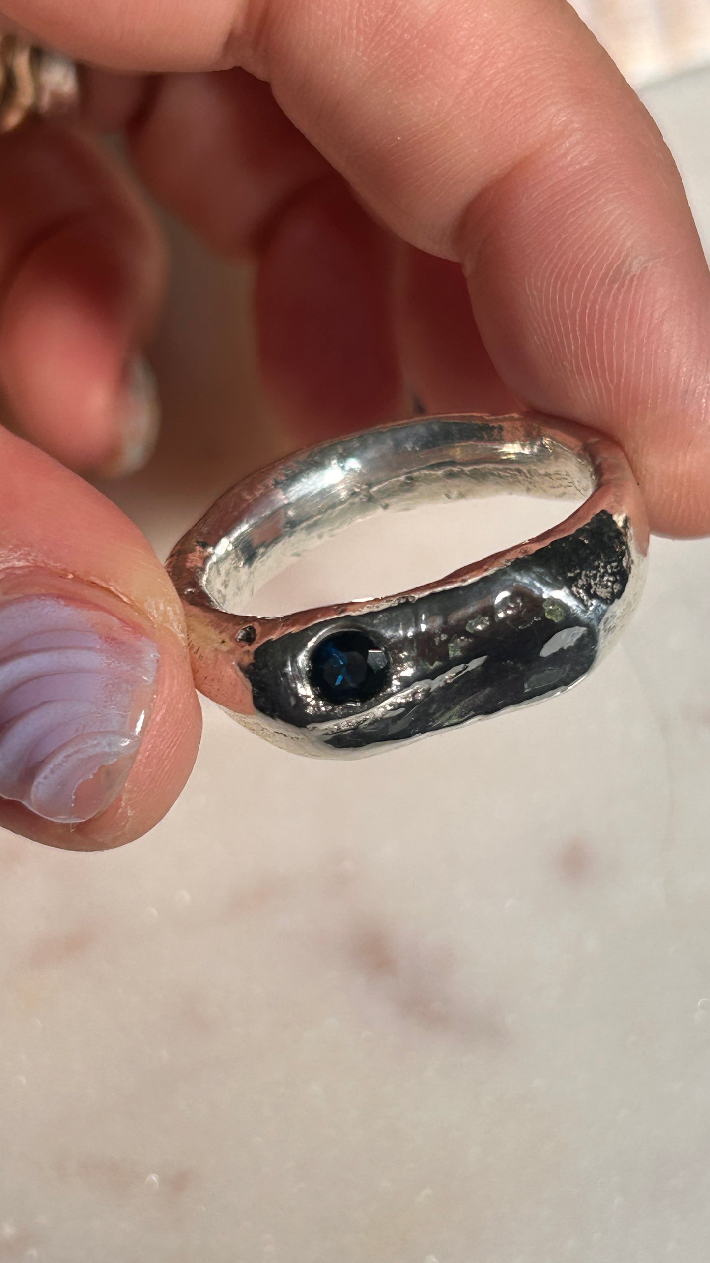 Blazar Sand Cast with Sapphire size 13.5