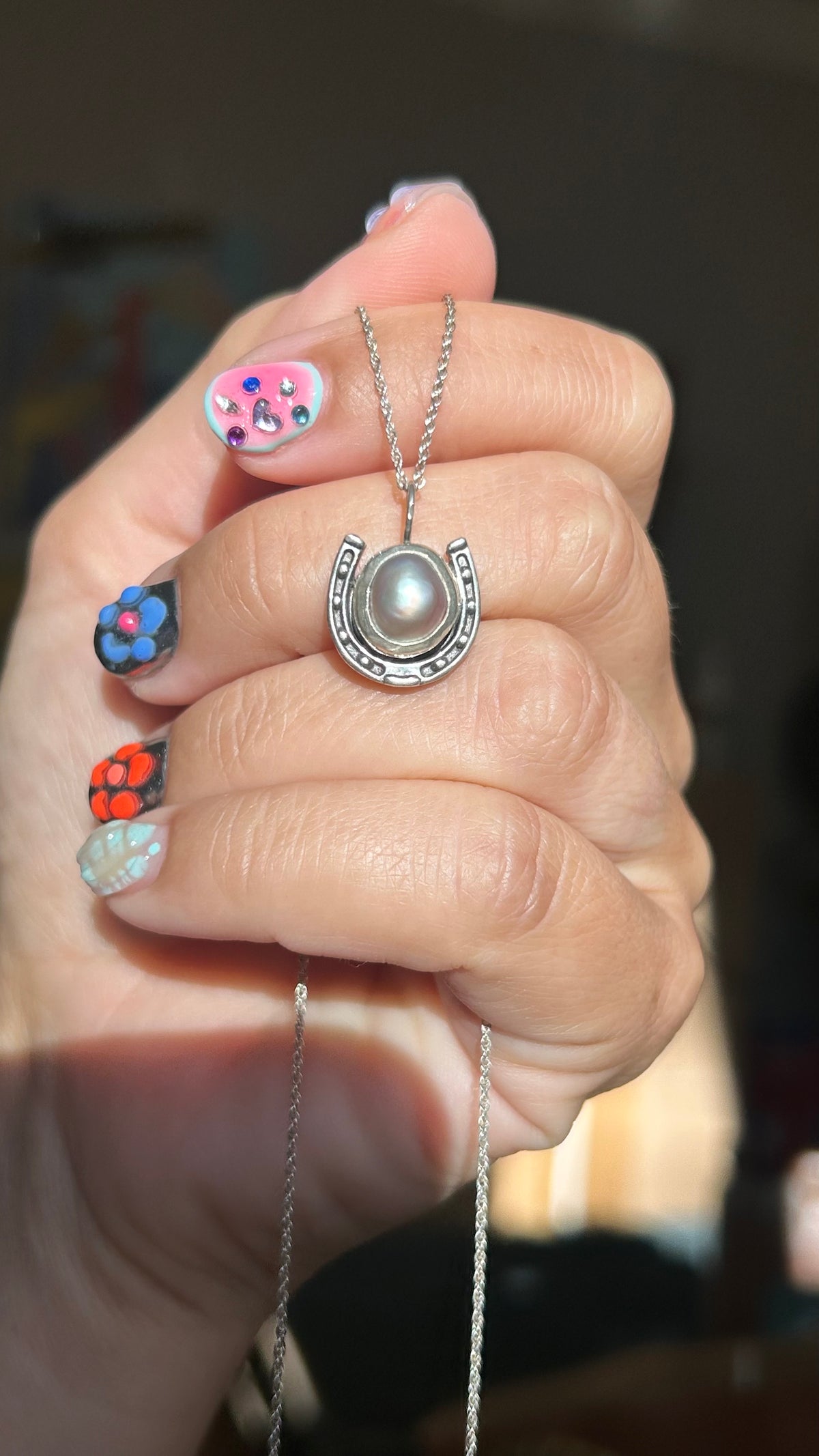 Freshwater pearl horseshoe necklace