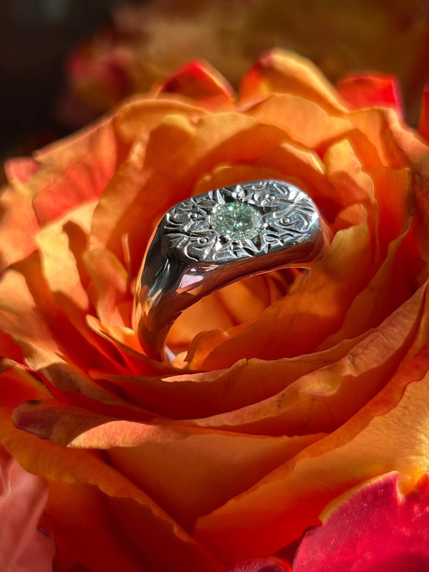Blazar x HGJ Aqua Moissanite Signet