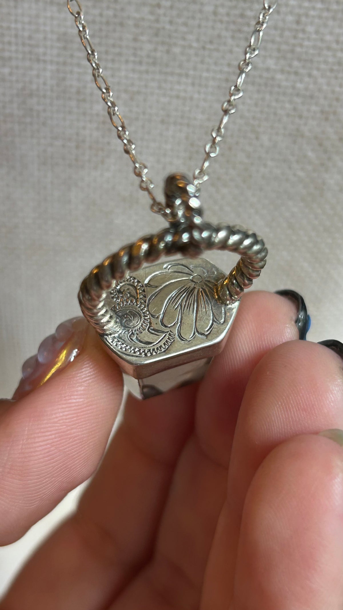 Smoky Quartz with engraved detail necklace