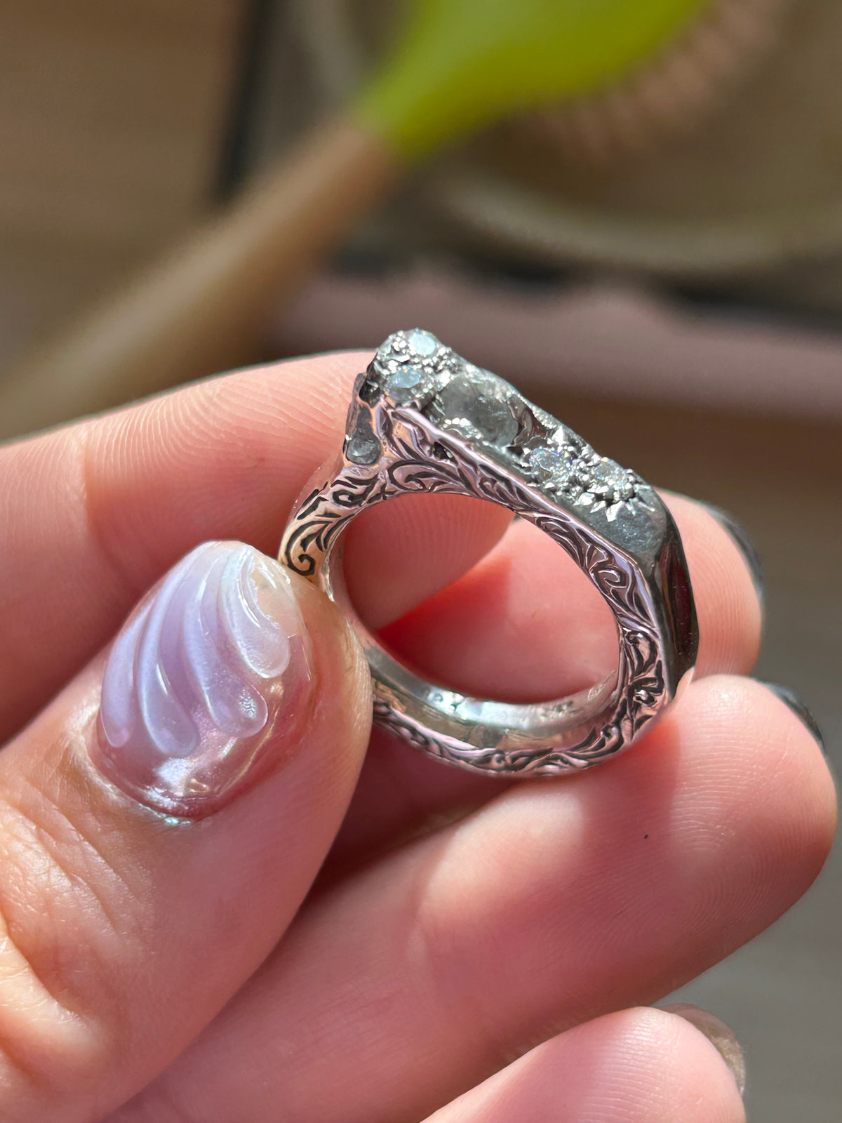 Blazar x HGJ Raw sapphire and CZ Ring