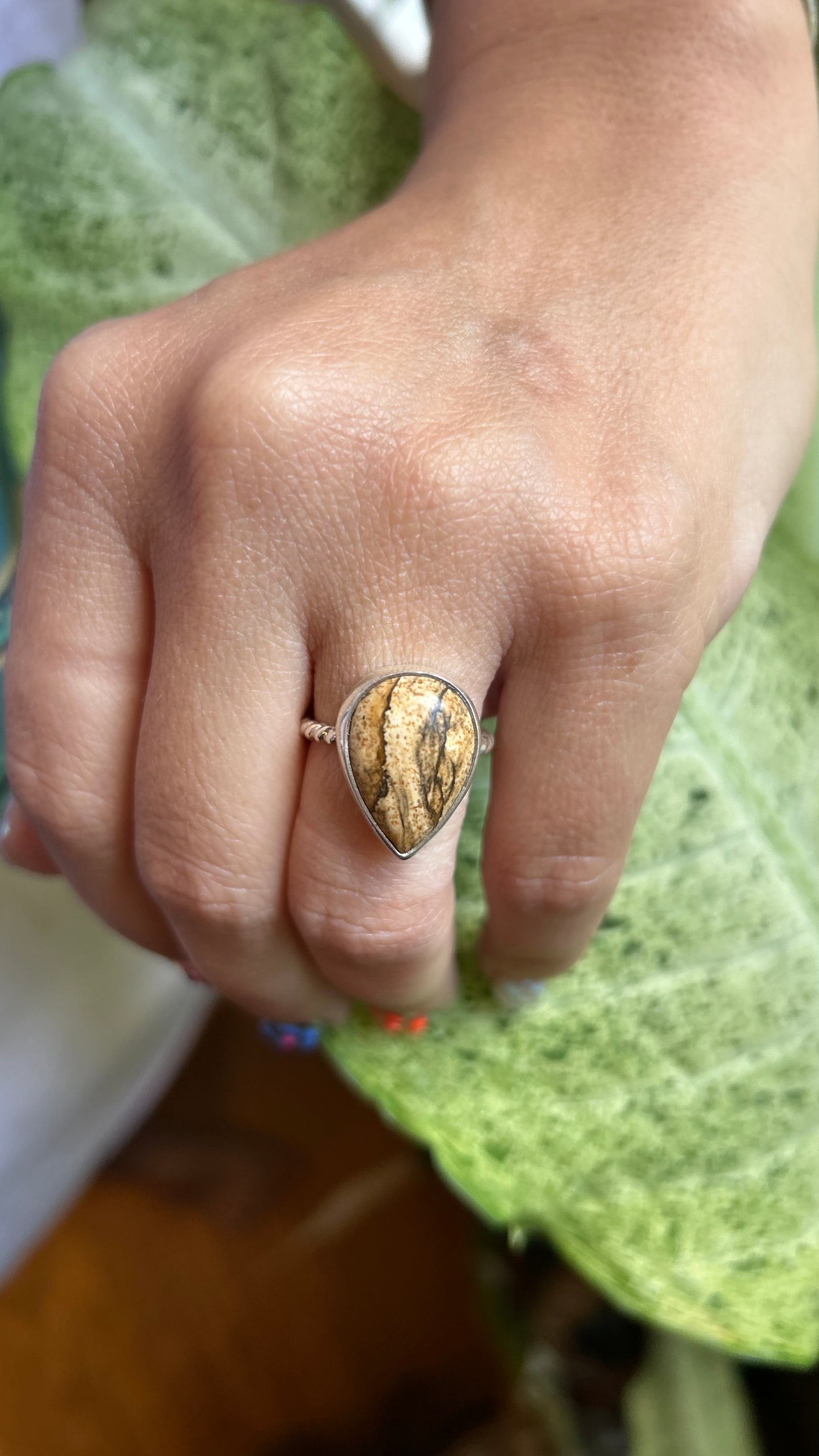Landscape Jasper Ring size 6.75