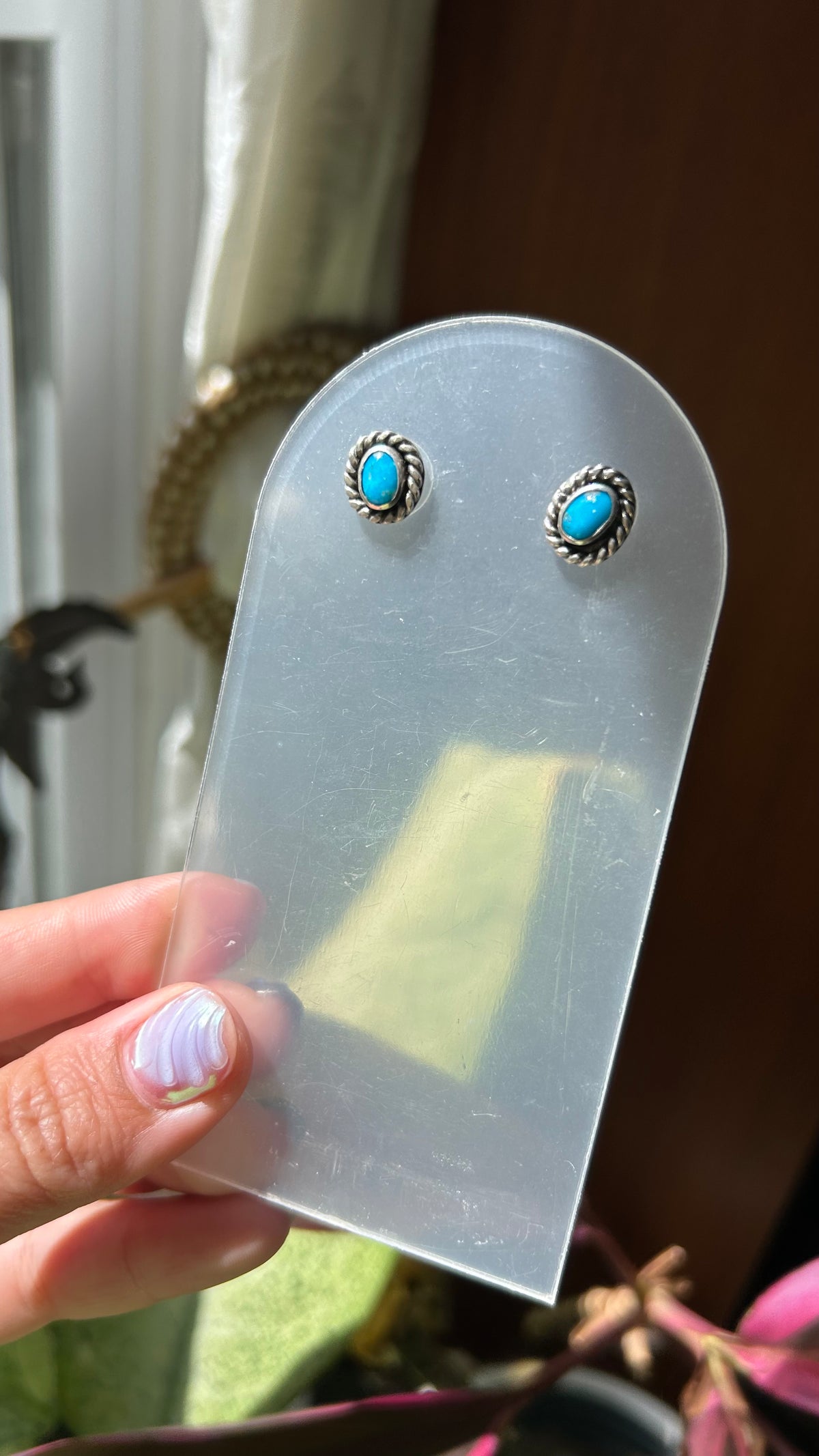 Mini Turquoise studs with rope border