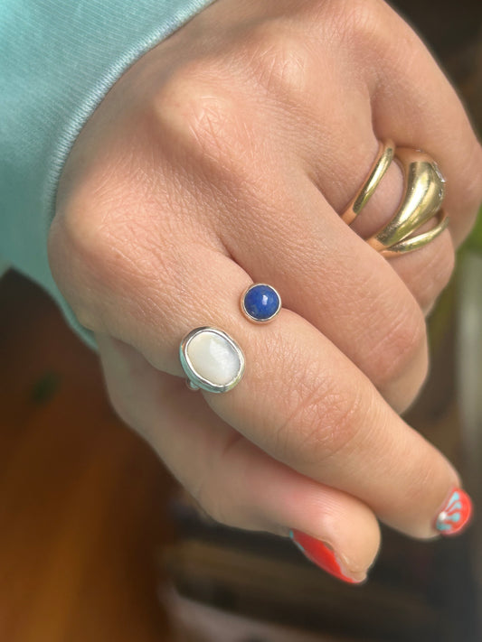 Mother of Pearl & Lapis Lazuli Adjustable Ring