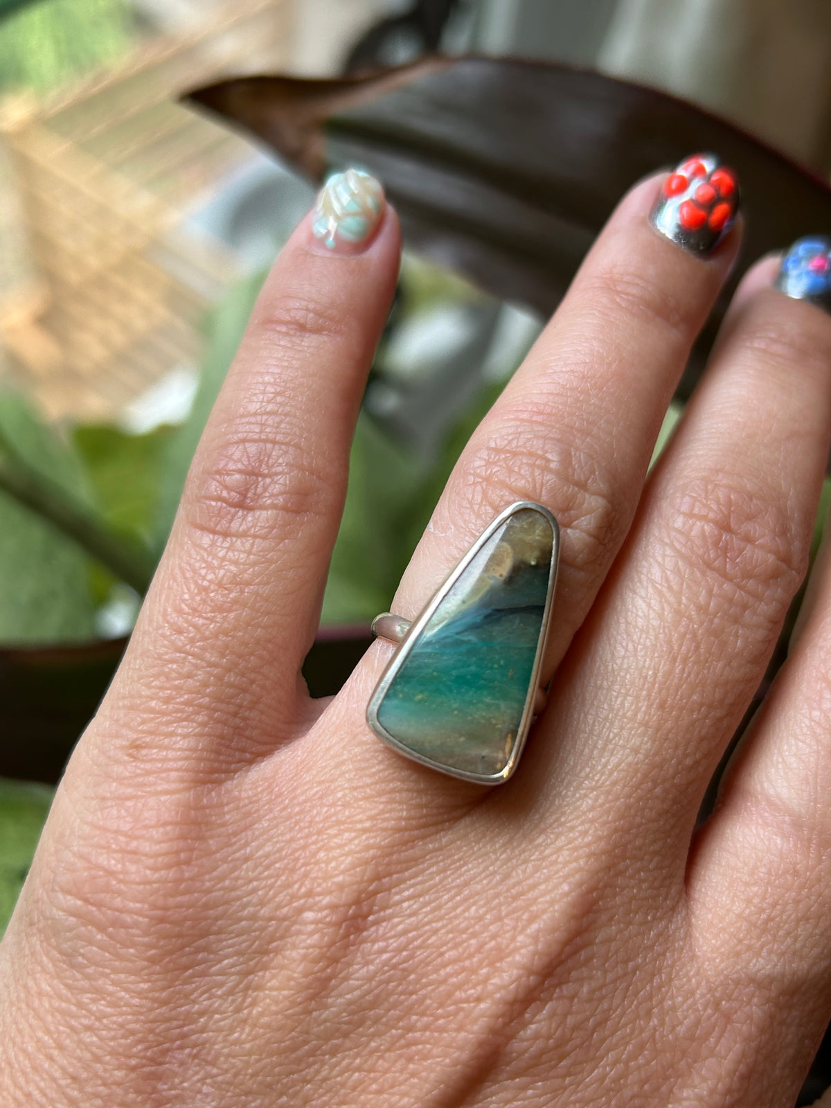 Indonesian Opalized Wood Ring size 6