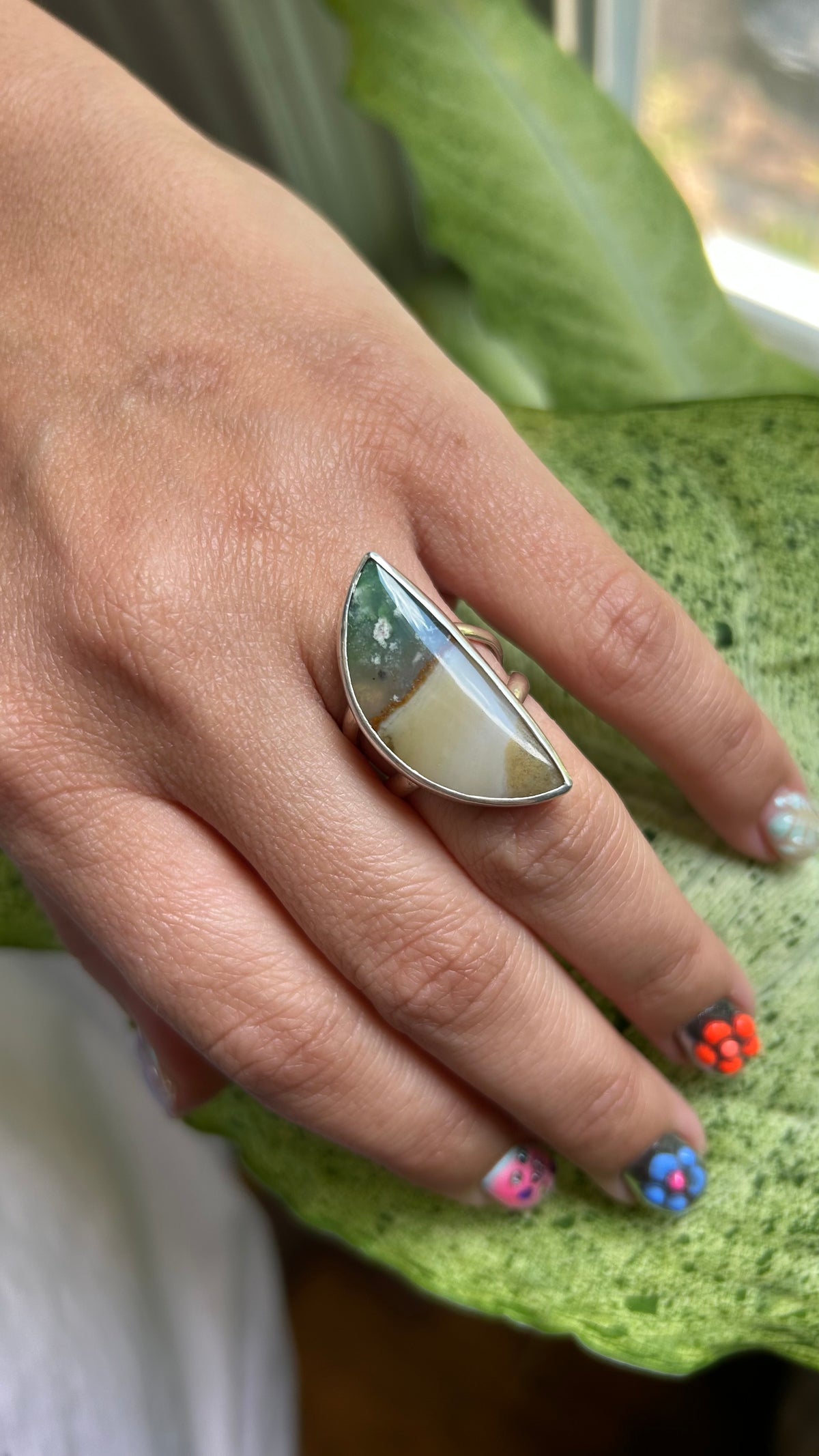 Opalized wood ring size 6