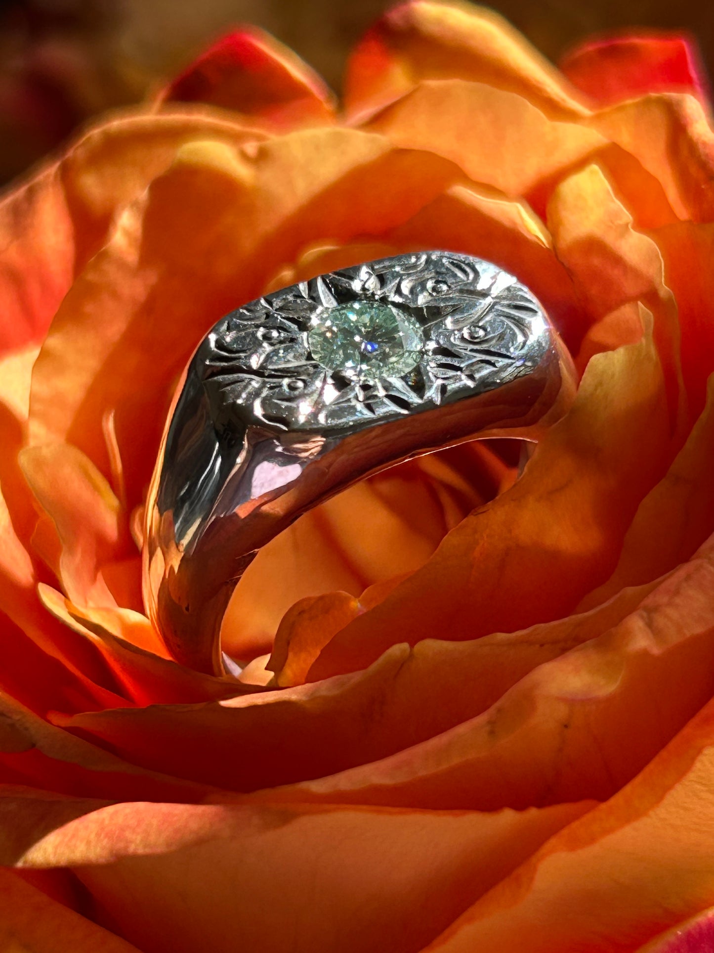 Blazar x HGJ Aqua Moissanite Signet