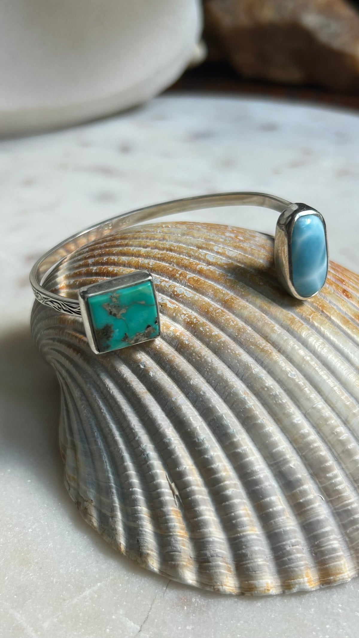 Turquoise & Larimar Cuff