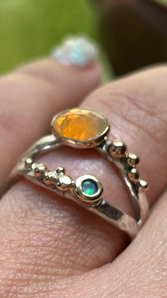 Wavy Baby Fire Opal & White Opal Size 7.5