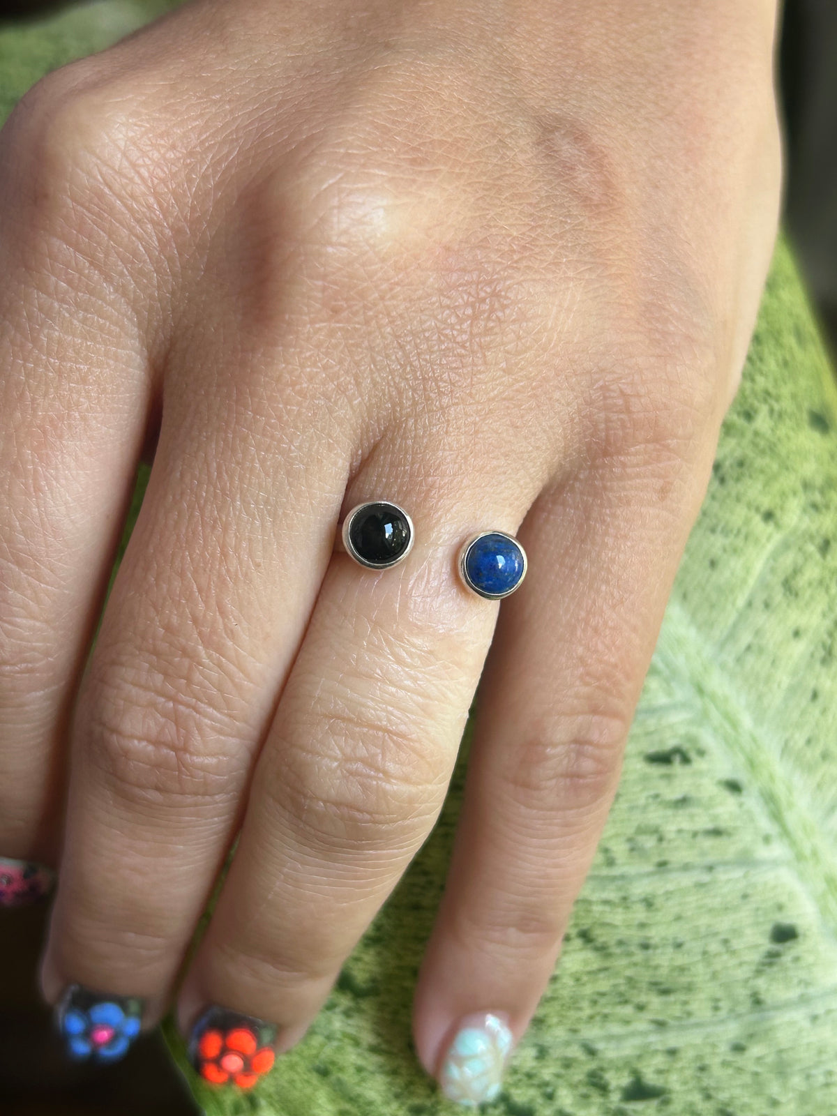 Onyx & Lapis Lazuli Ring Size 5.5