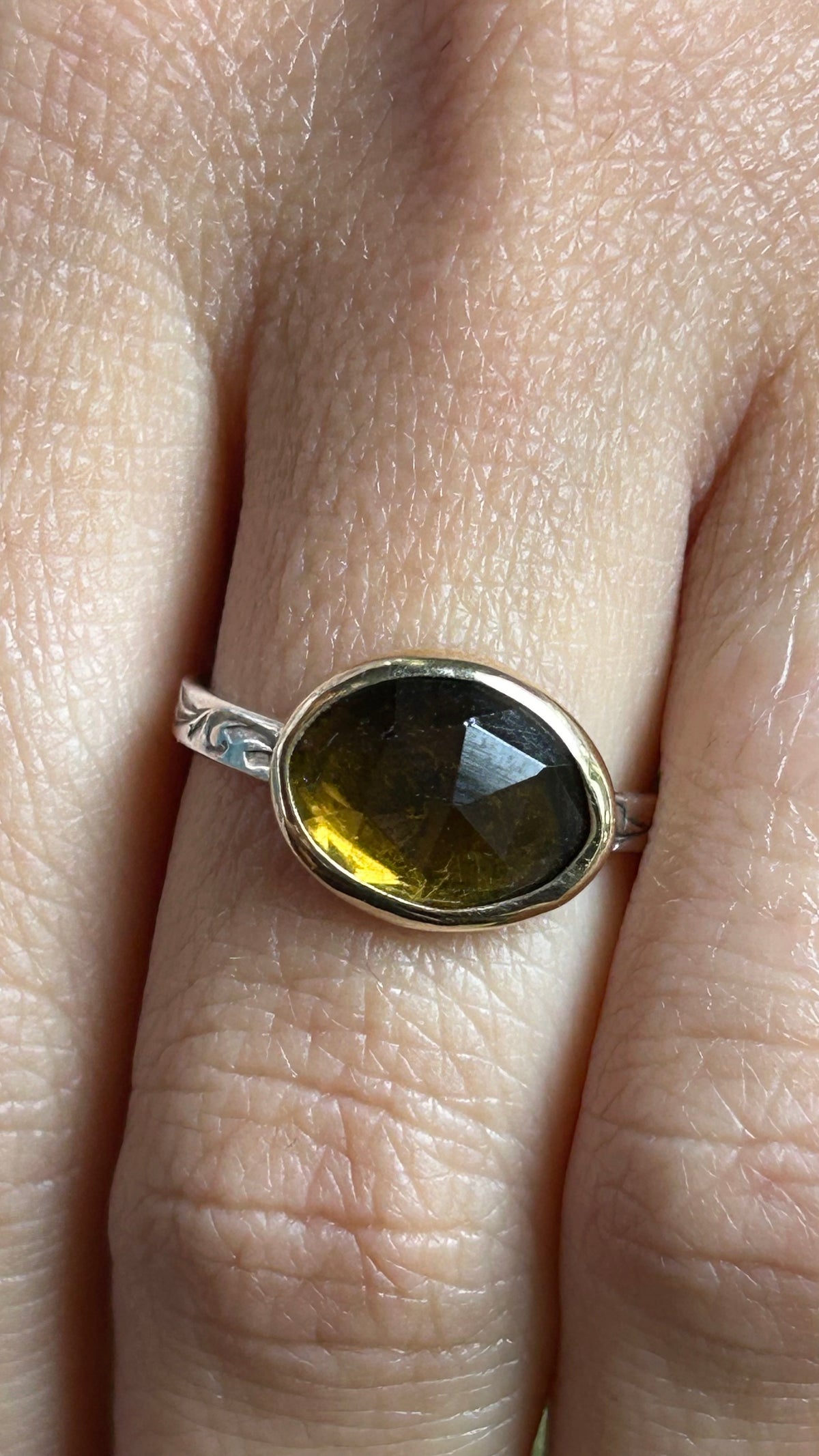 Mixed Metal Green Tourmaline size 8.5