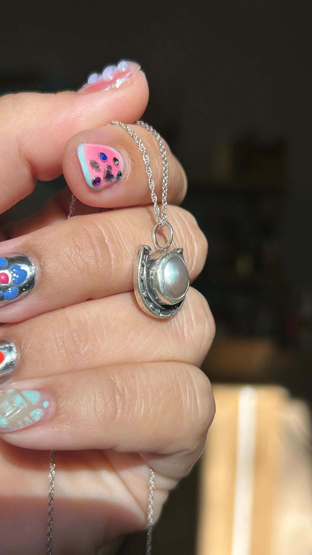 Freshwater pearl horseshoe necklace
