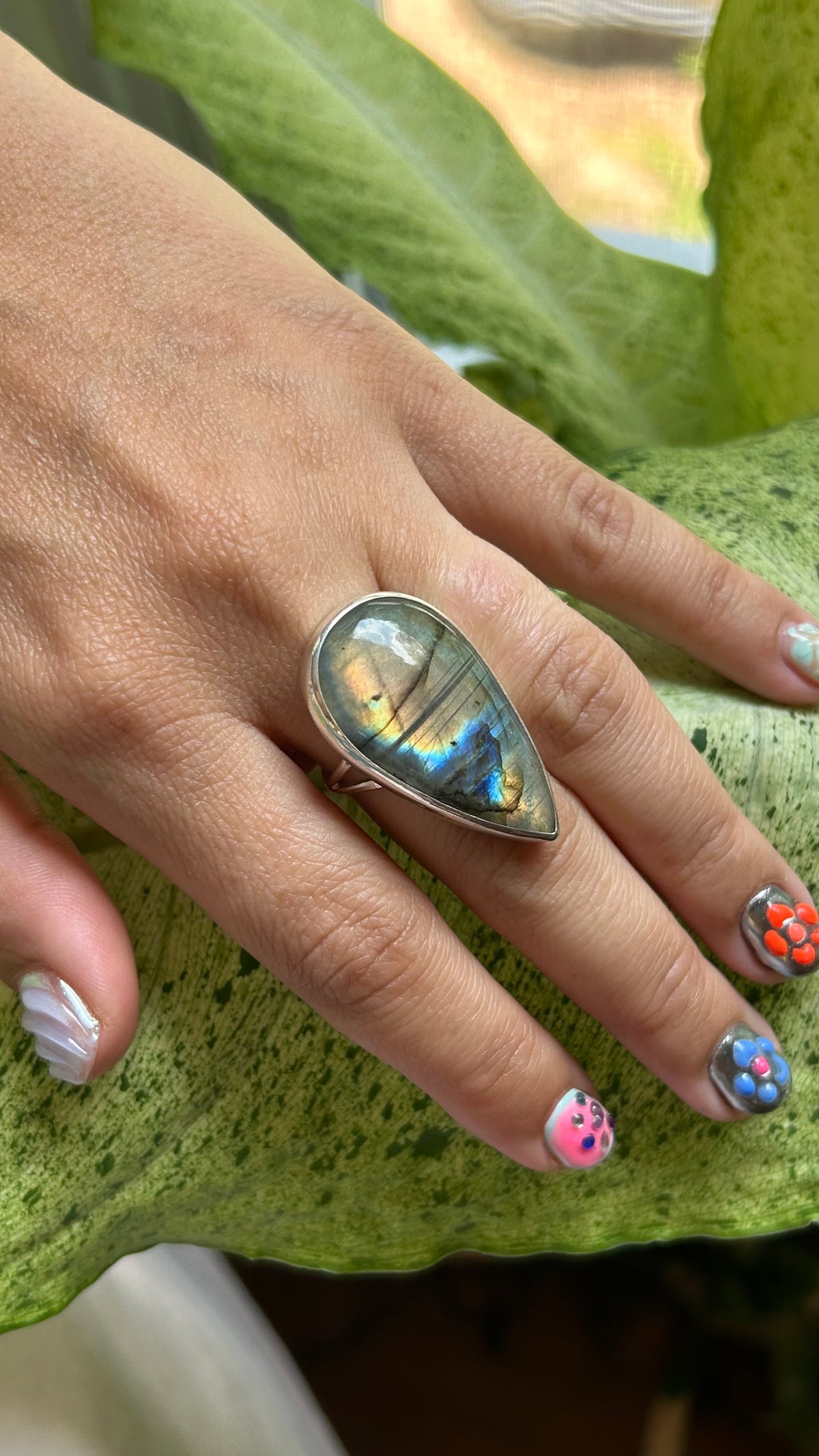 Large Labradorite Ring size 8.5
