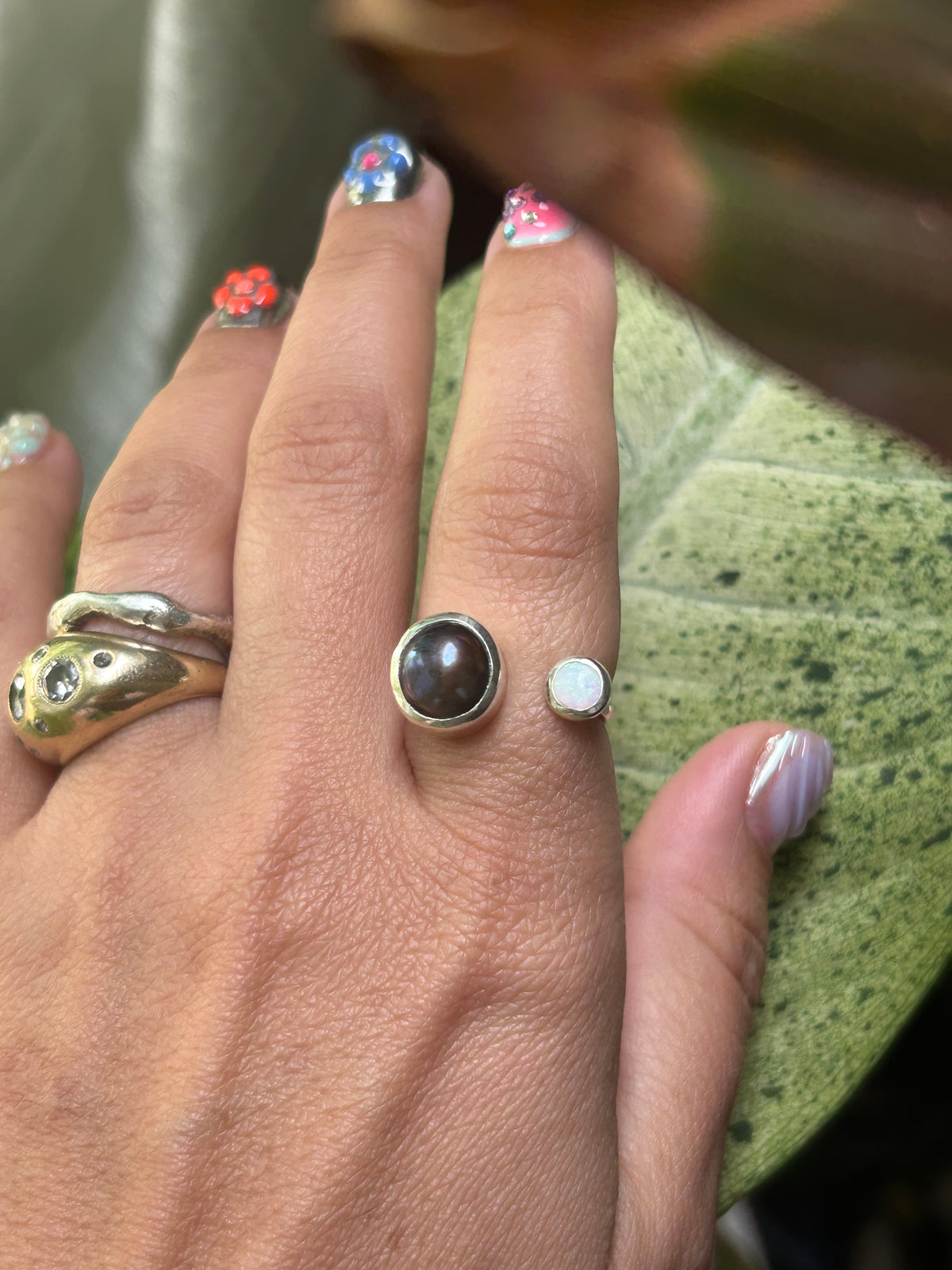 Freshwater Pearl & Lab Opal size 7.5