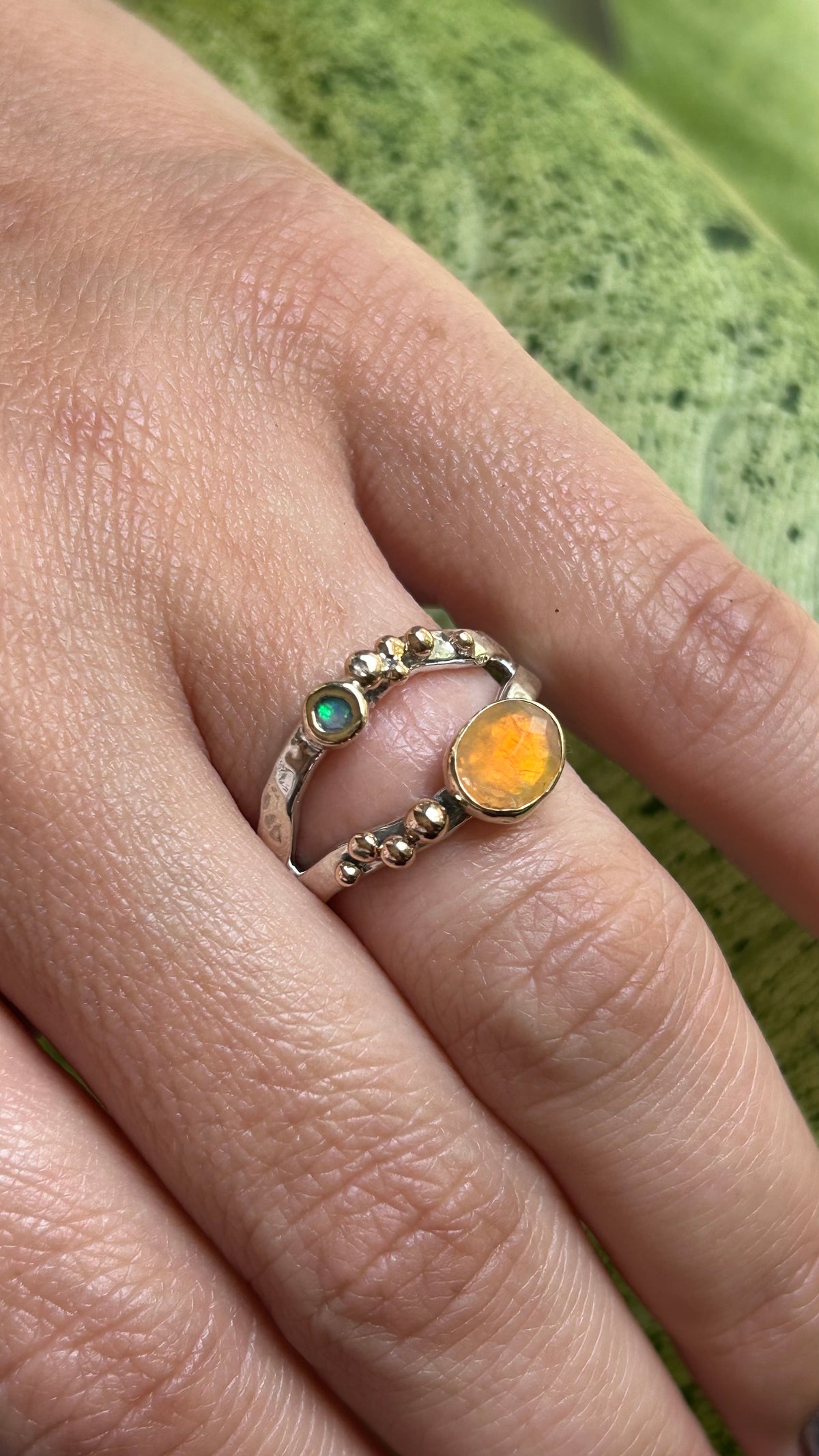 Wavy Baby Fire Opal & White Opal Size 7.5