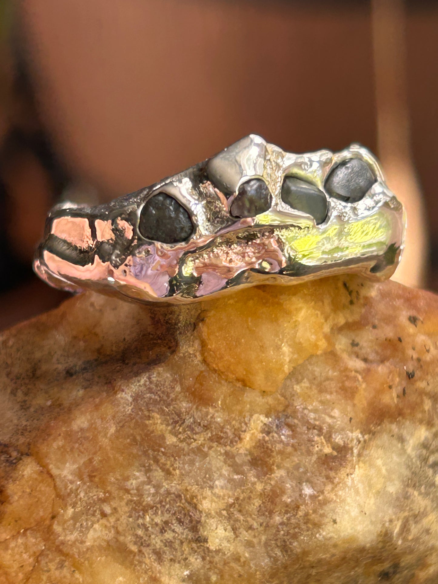 Blazar Collection Sand Cast with Raw Montana Sapphires
