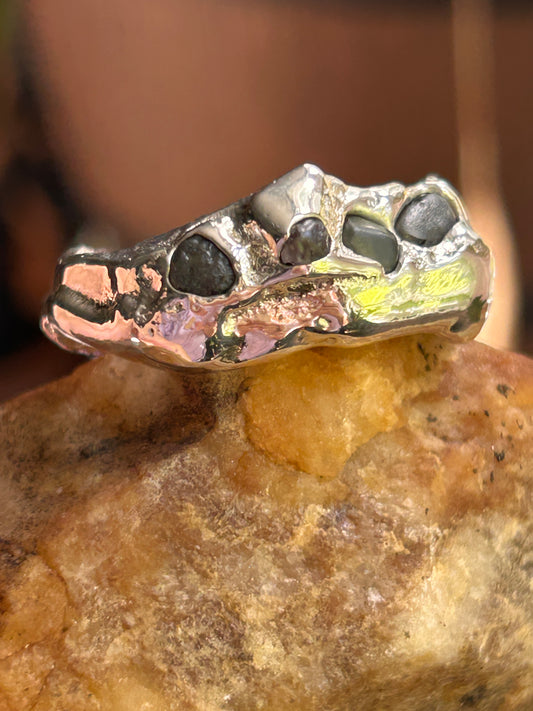 Blazar Collection Sand Cast with Raw Montana Sapphires