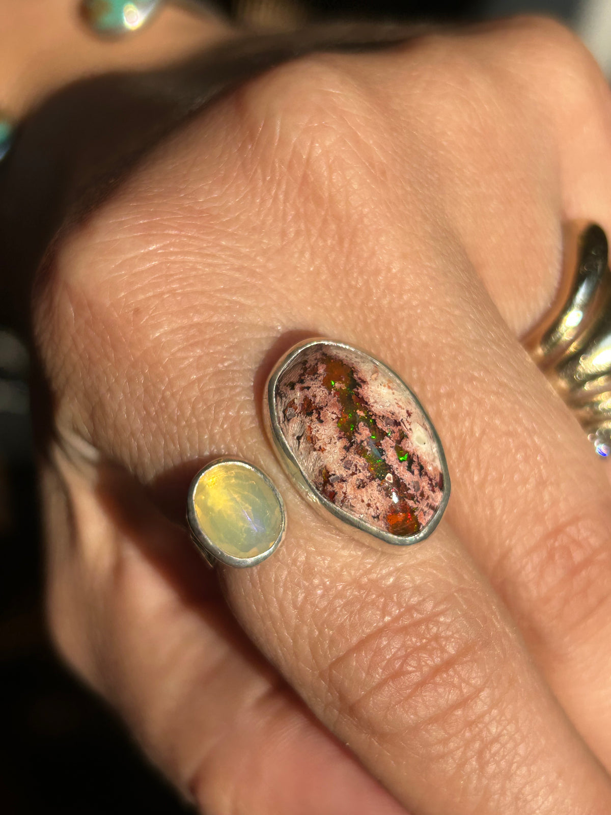 Double Fire Opal Ring