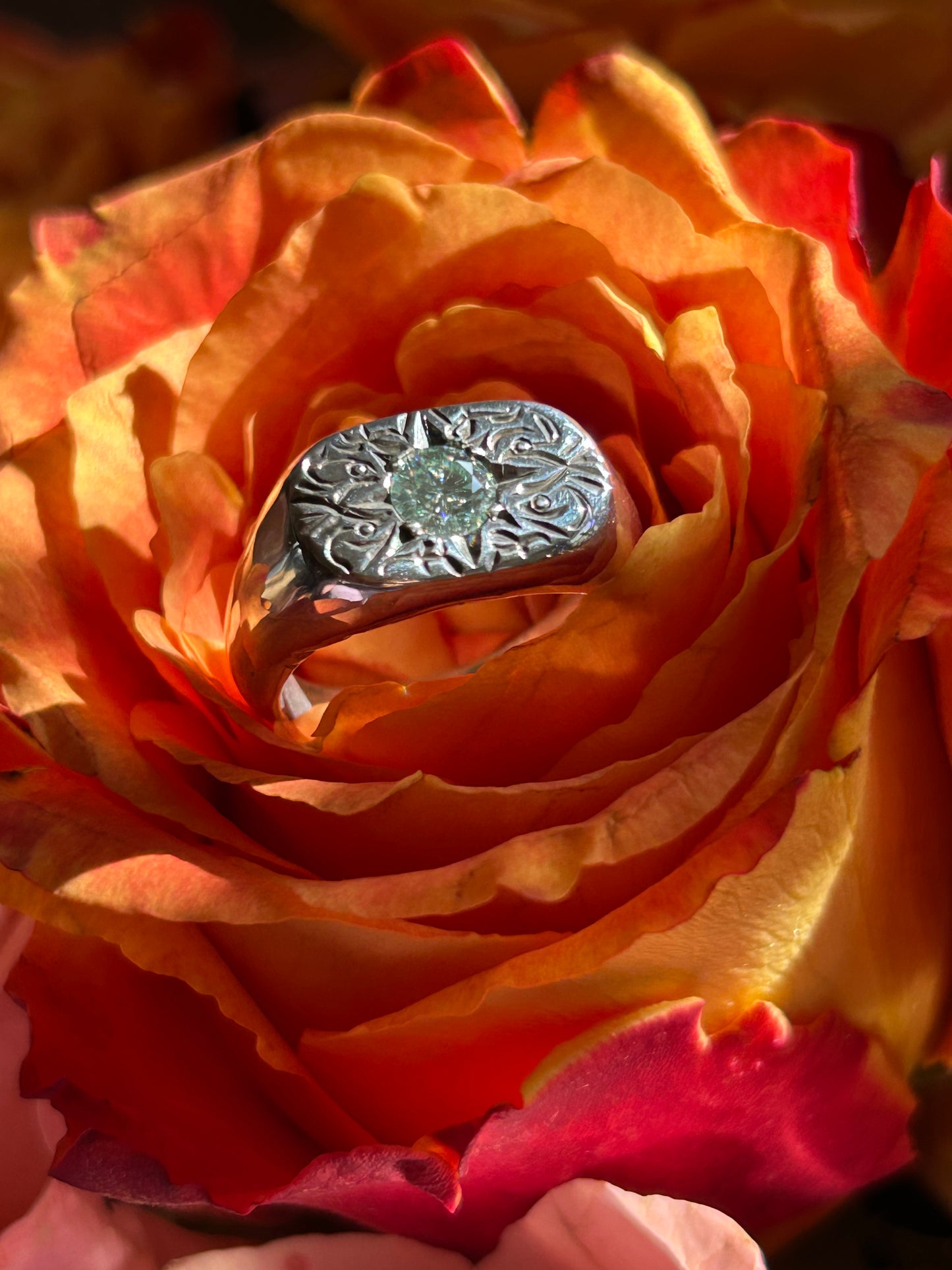 Blazar x HGJ Aqua Moissanite Signet