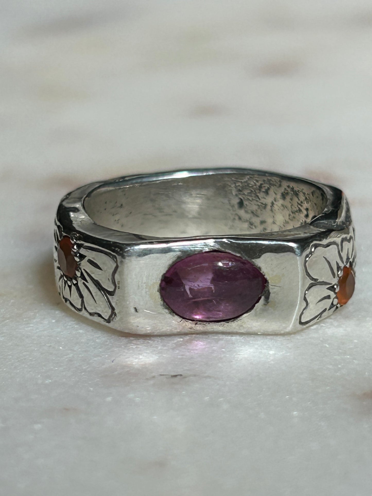 Blazar x HGJ Flower Power Pink Sapphire & Carnelian Ring